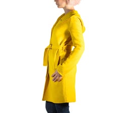 2000S Jil Sander Yellow Angora, Cashmere & Silk Blend Coat With Hood