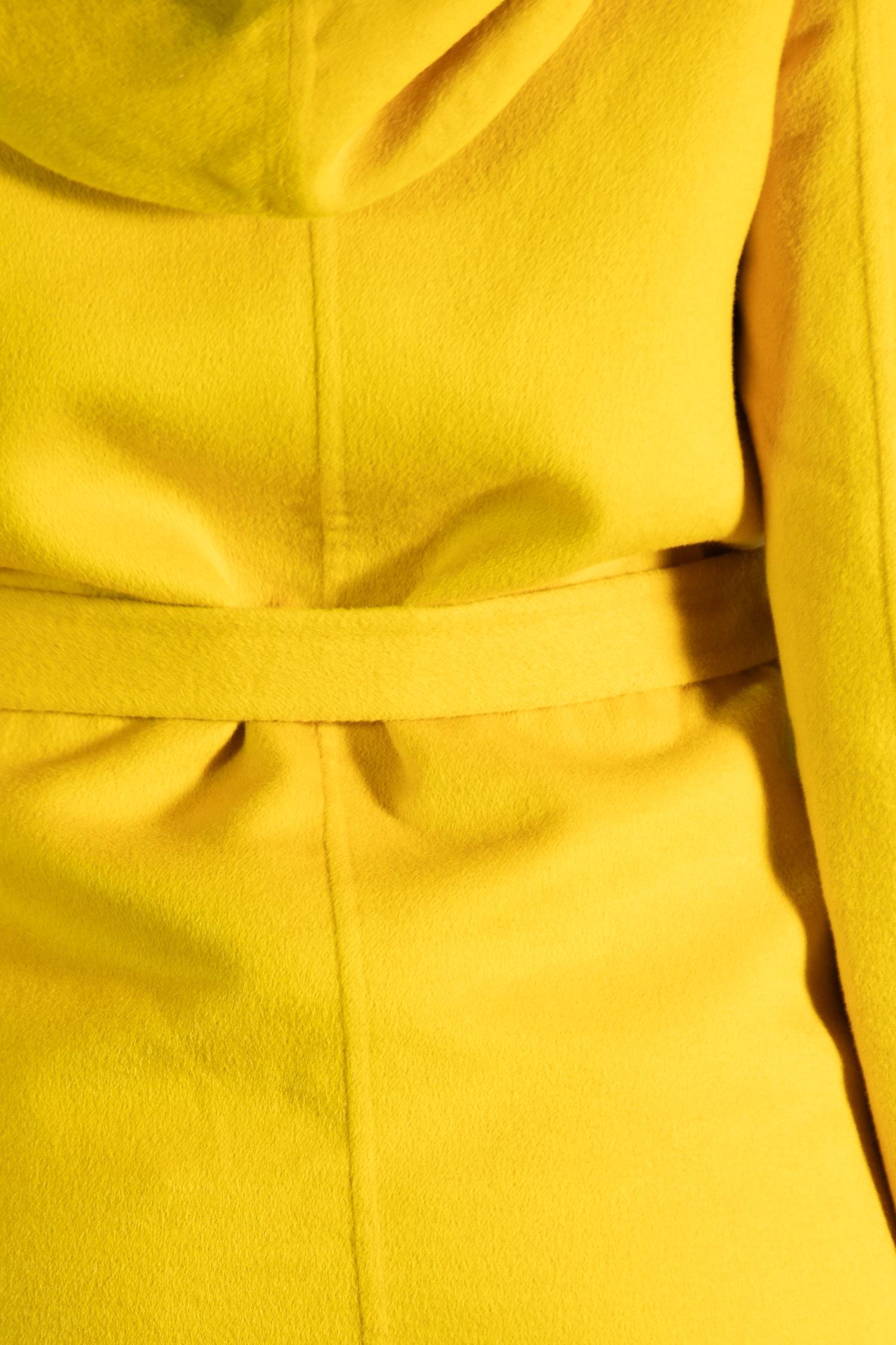 2000S Jil Sander Yellow Angora, Cashmere & Silk Blend Coat With Hood For Sale 5