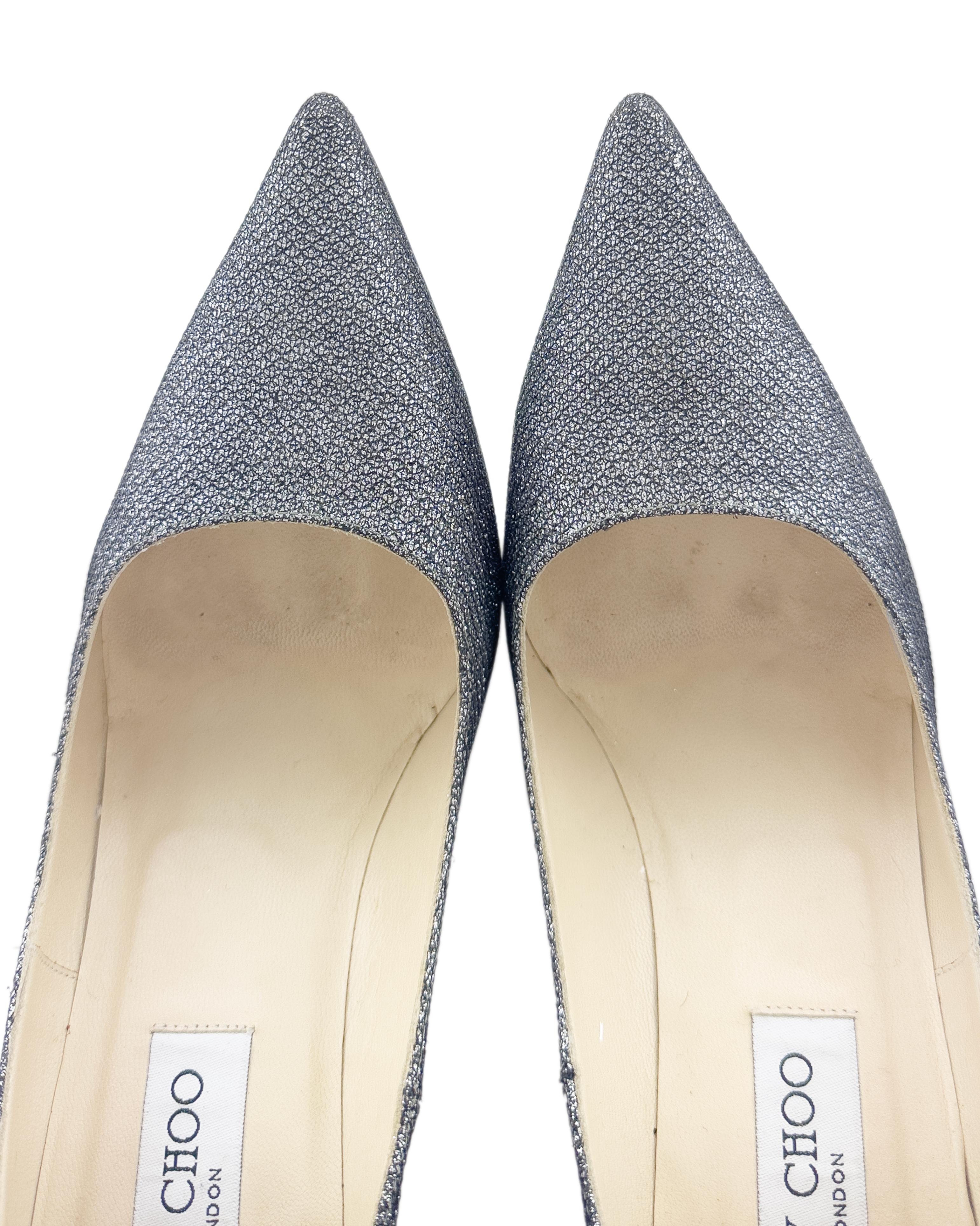 Donna Jimmy Choo 2000 Argento Grigio Lurex  Pompa Agnes in vendita