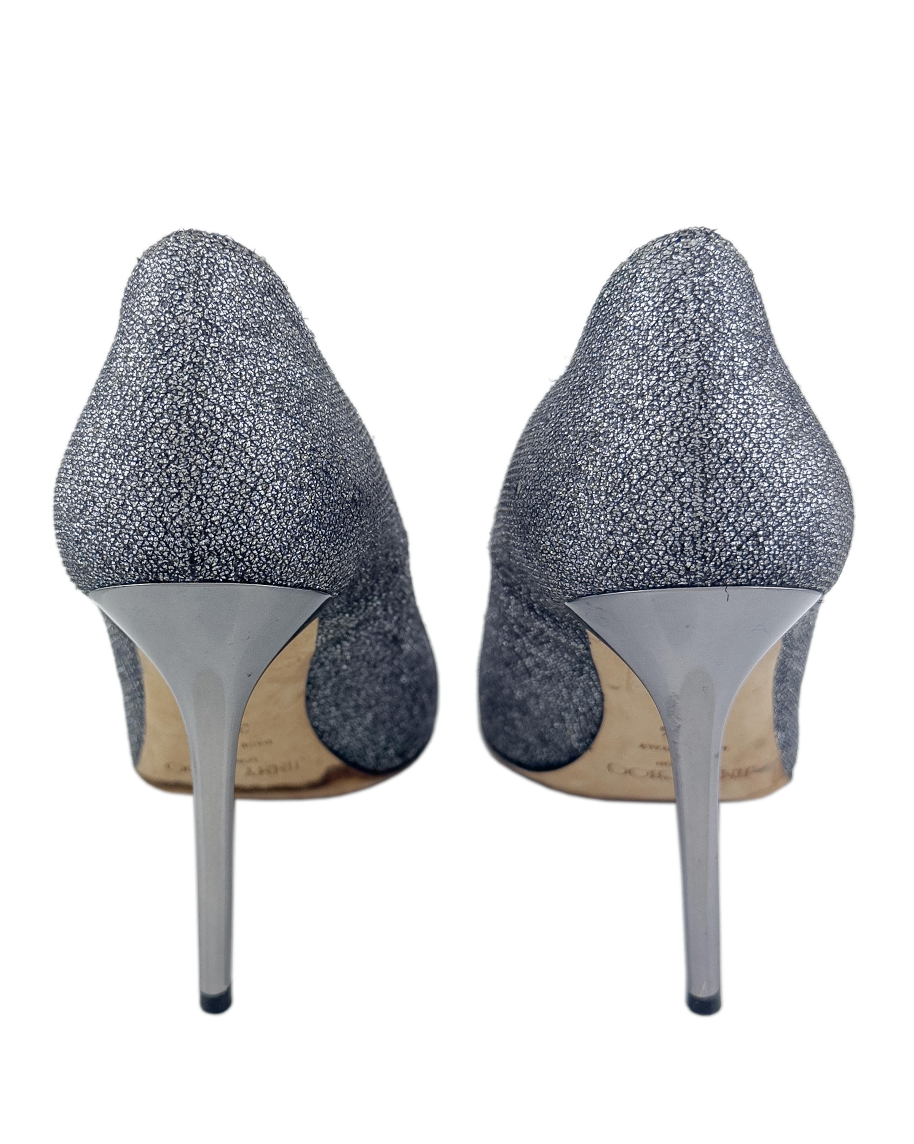 Jimmy Choo 2000 Argento Grigio Lurex  Pompa Agnes in vendita 1