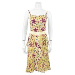 Ensemble de 3 pièces John Galliano des années 2000 : pull en cachemire à motifs floraux et jupe en soie assortie
