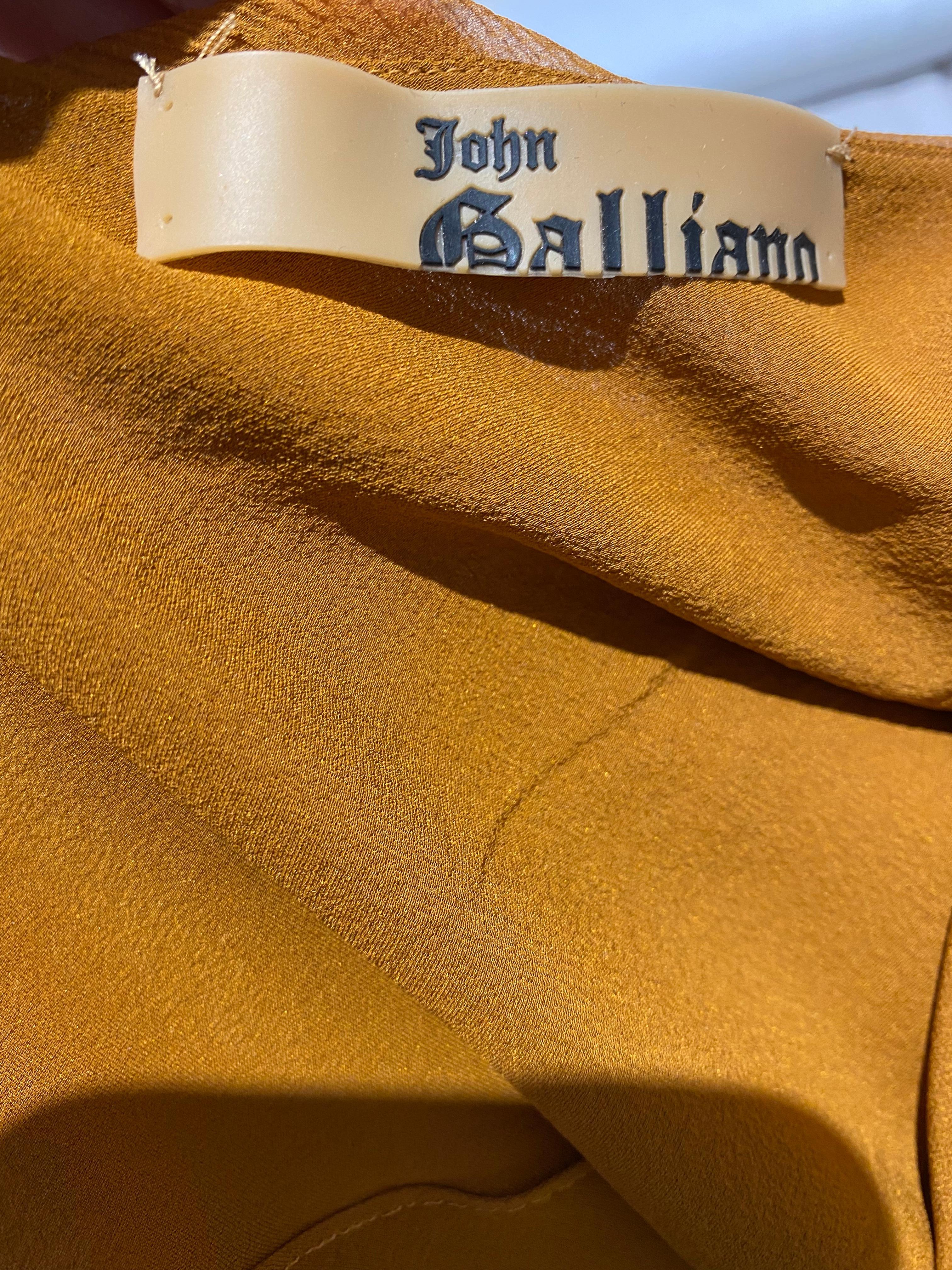2000s John Galliano Amber Silk Chiffon Bias Cut Dress 1