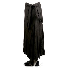 2000's JOHN GALLIANO black draped maxi skirt with 'shirt-sleeve' ties