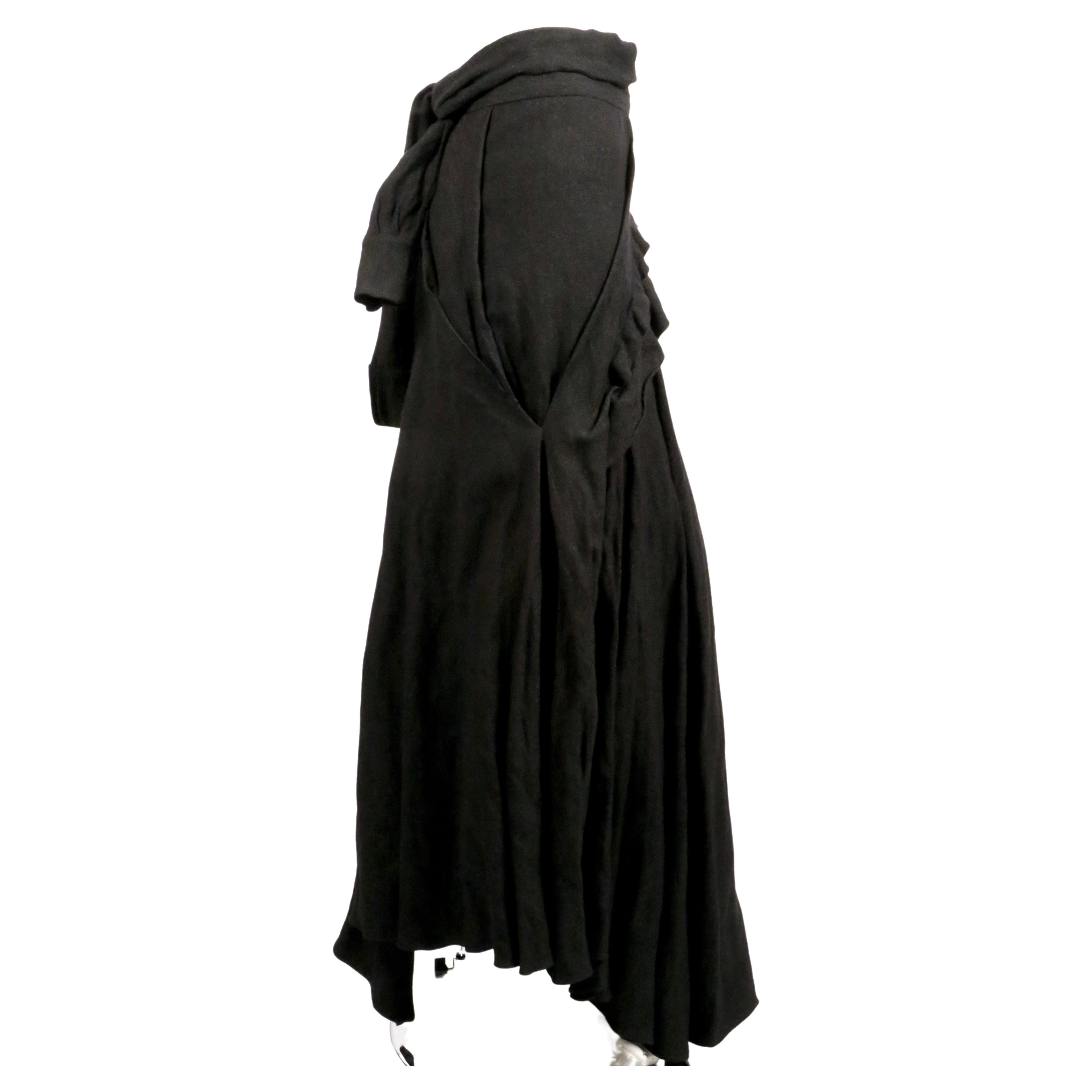JOHN GALLIANO Jupe longue drapée noire avec attaches « manches de chemise » des années 2000 Bon état - En vente à San Fransisco, CA