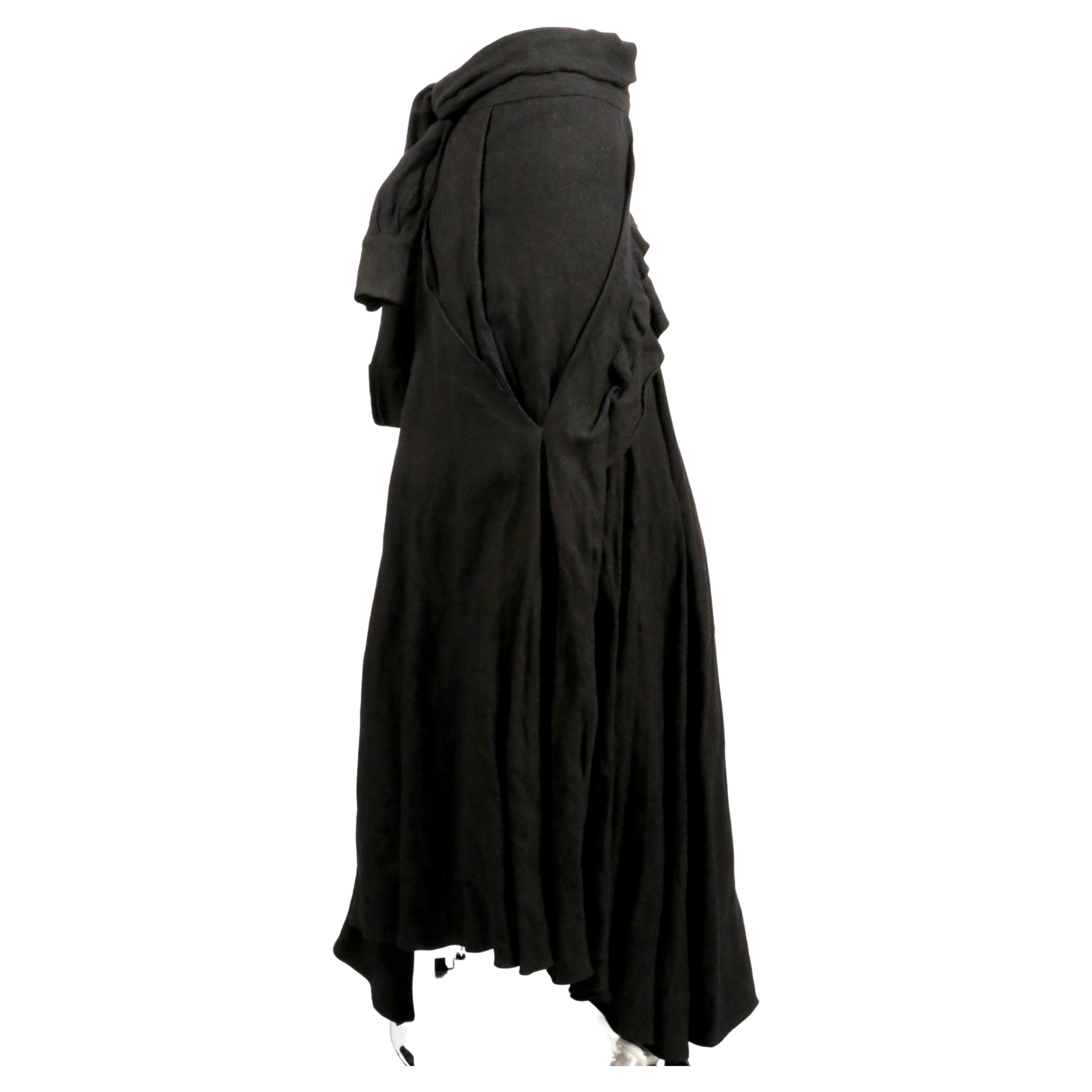 Black 2000's JOHN GALLIANO black draped maxi skirt with 'shirt-sleeve' ties For Sale