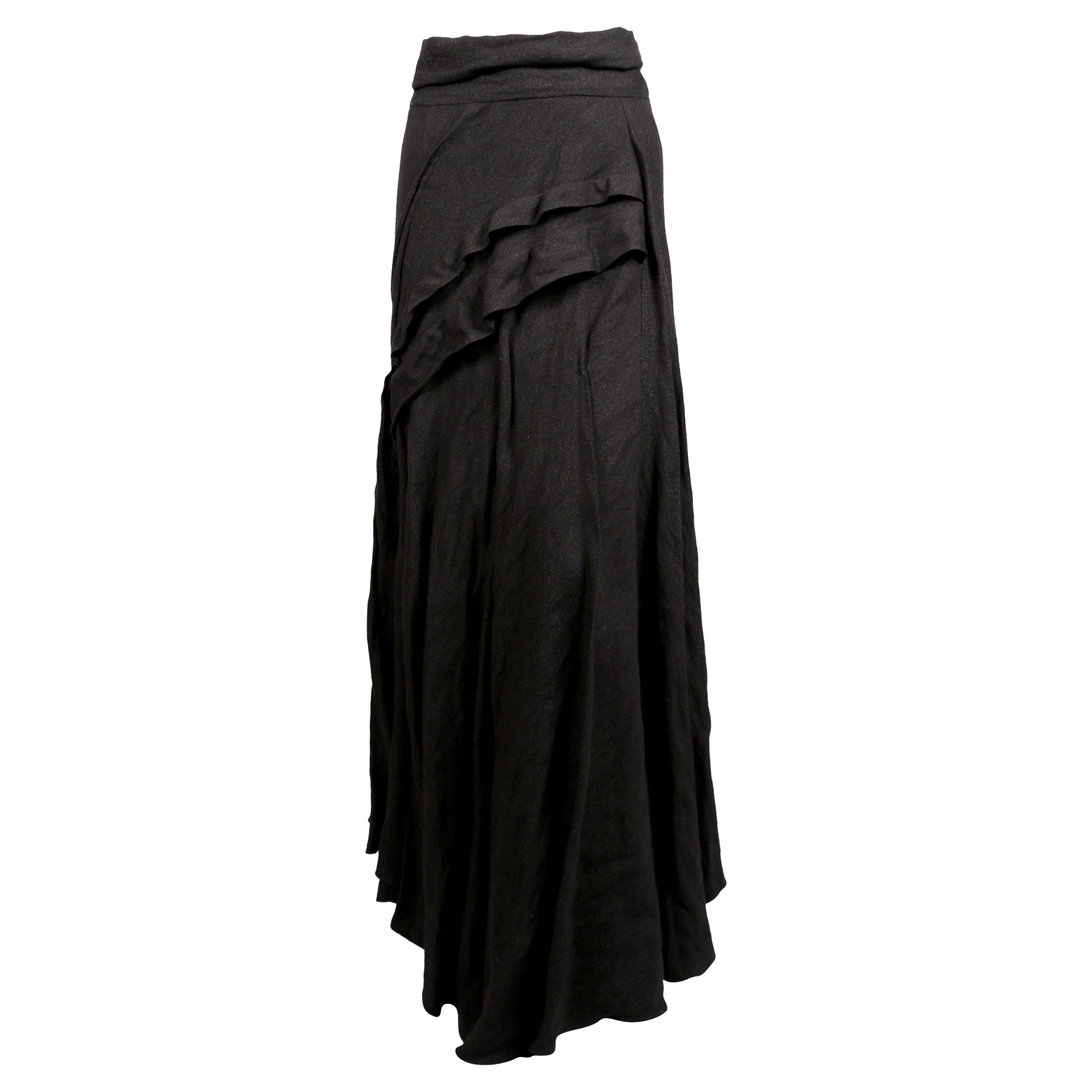 JOHN GALLIANO Jupe longue drapée noire avec attaches « manches de chemise » des années 2000 en vente