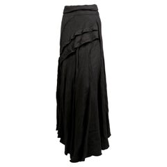 2000's JOHN GALLIANO black draped maxi skirt with 'shirt-sleeve' ties