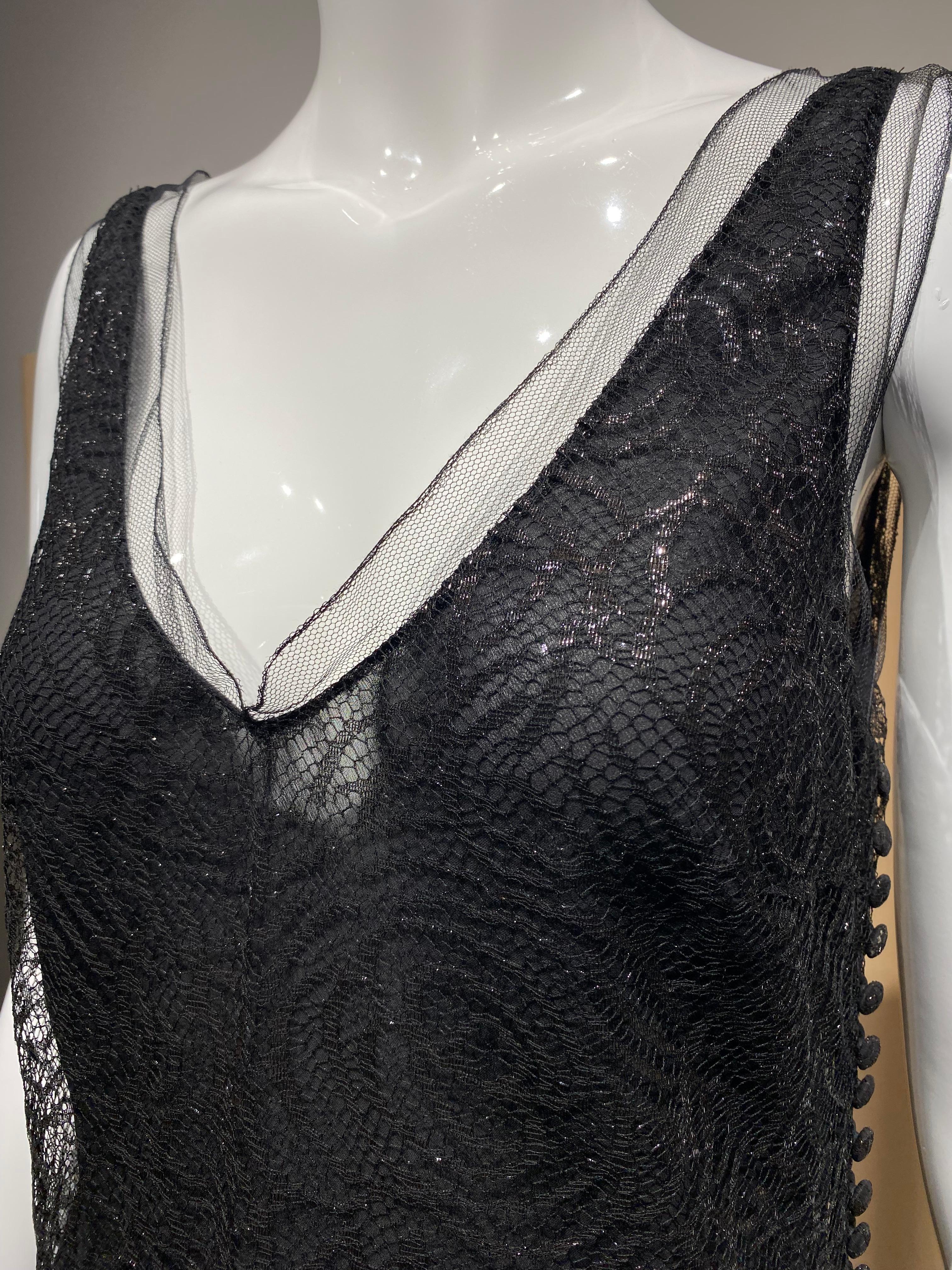 2000s John Galliano Vestido de cóctel de encaje negro en venta 3