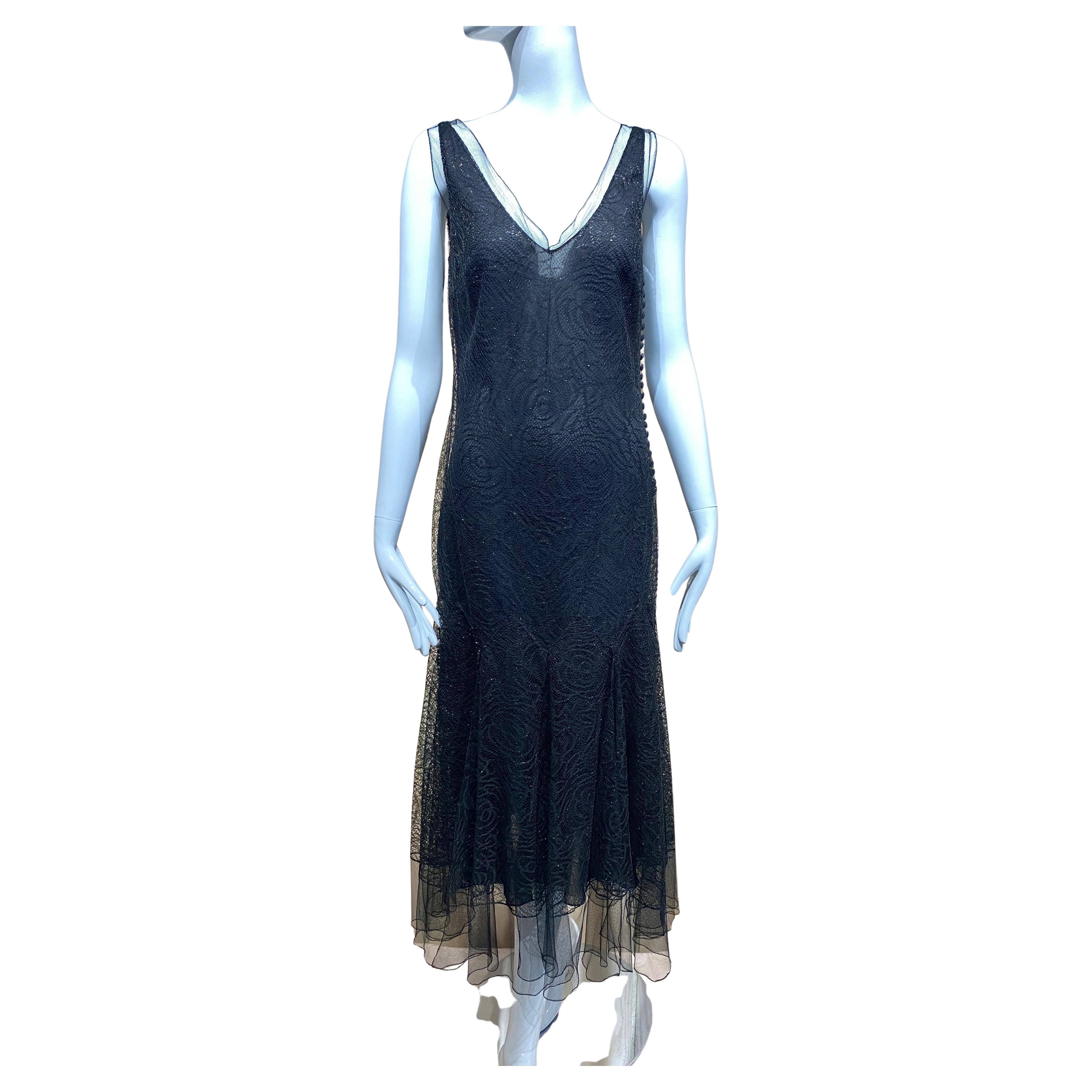 2000s John Galliano Vestido de cóctel de encaje negro en venta