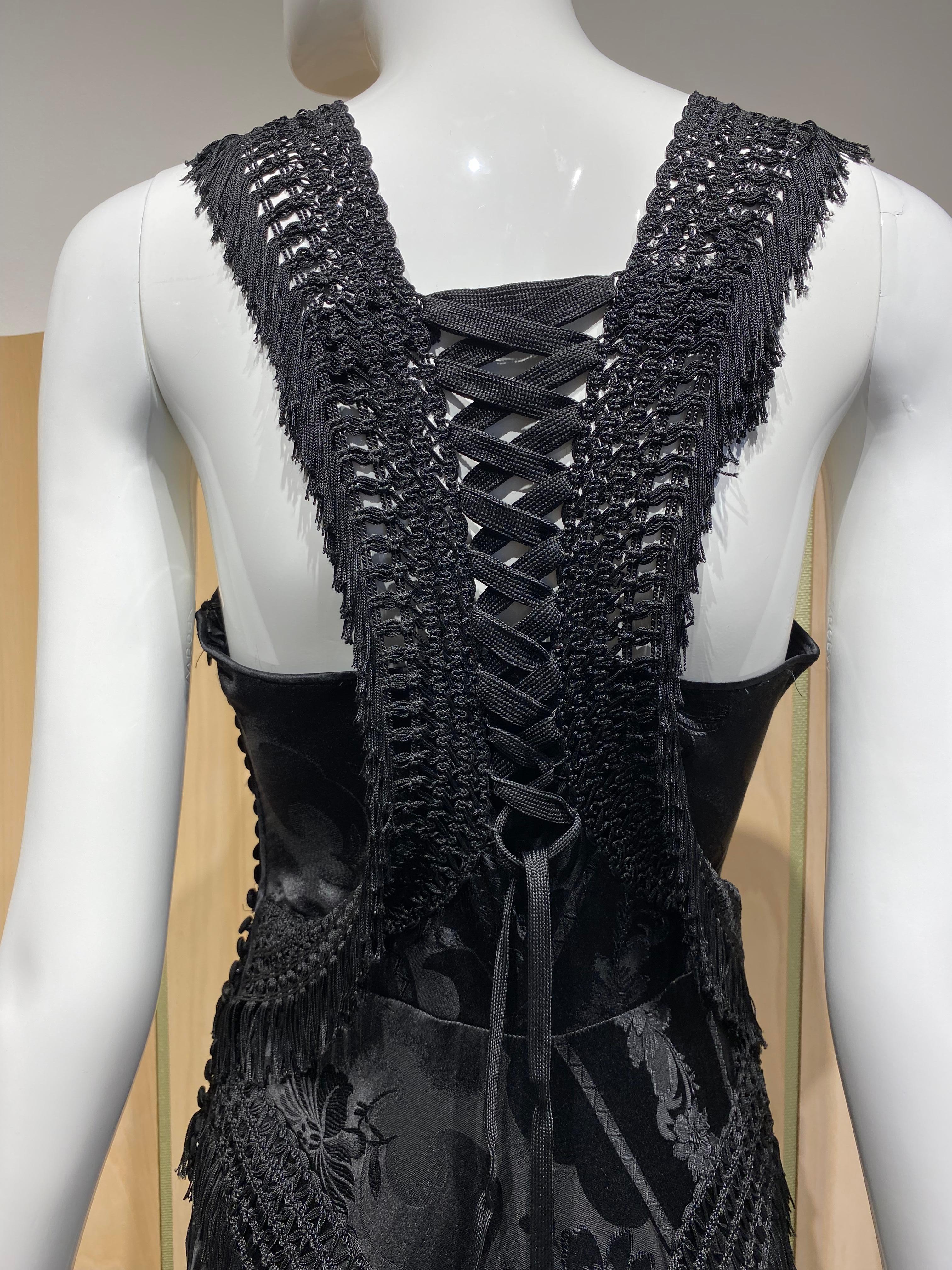 2000s John Galliano Black Silk Jacquard  Bias Cut Gown In Excellent Condition In Beverly Hills, CA