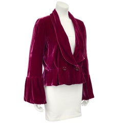 2000s John Galliano Burgundy Velvet Jacket