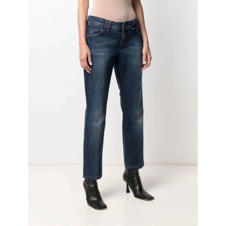 2000s John Galliano dark blue denim jeans For Sale at 1stDibs