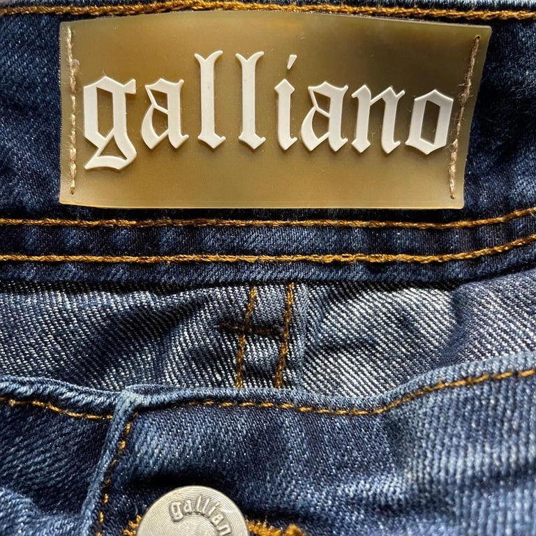 2000s John Galliano dark blue denim jeans For Sale at 1stDibs