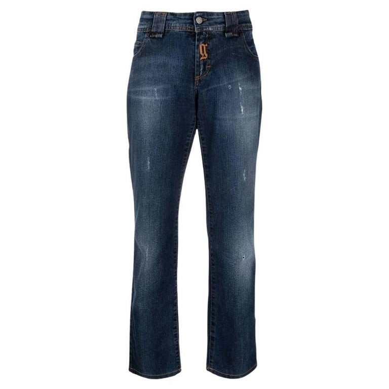 2000s John Galliano dark blue denim jeans For Sale at 1stDibs