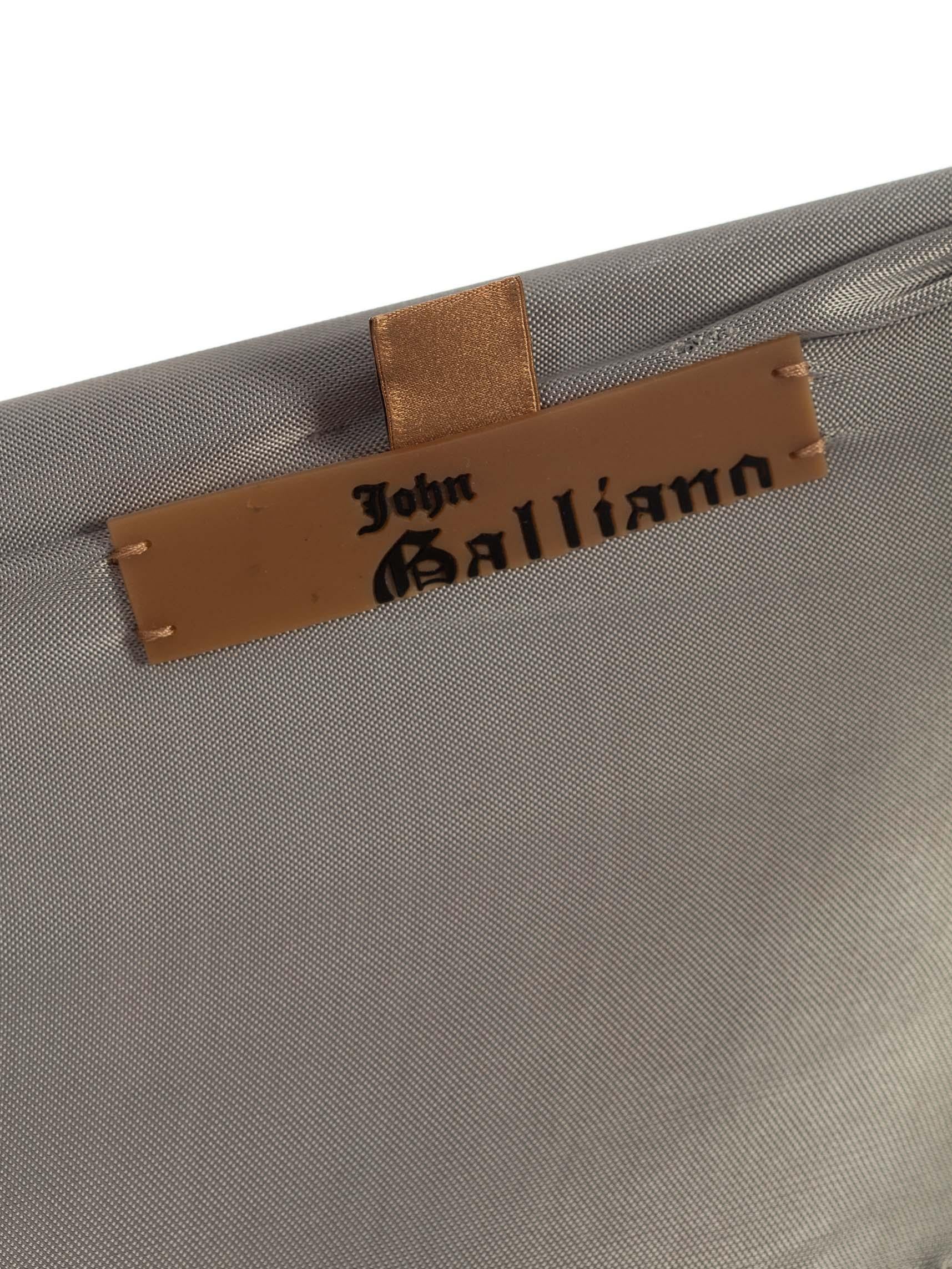 2000S JOHN GALLIANO Dove Grey Rayon Jersey Backless Gown With Slit For Sale 3