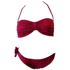 2000s John Galliano Gazette Print Bikini