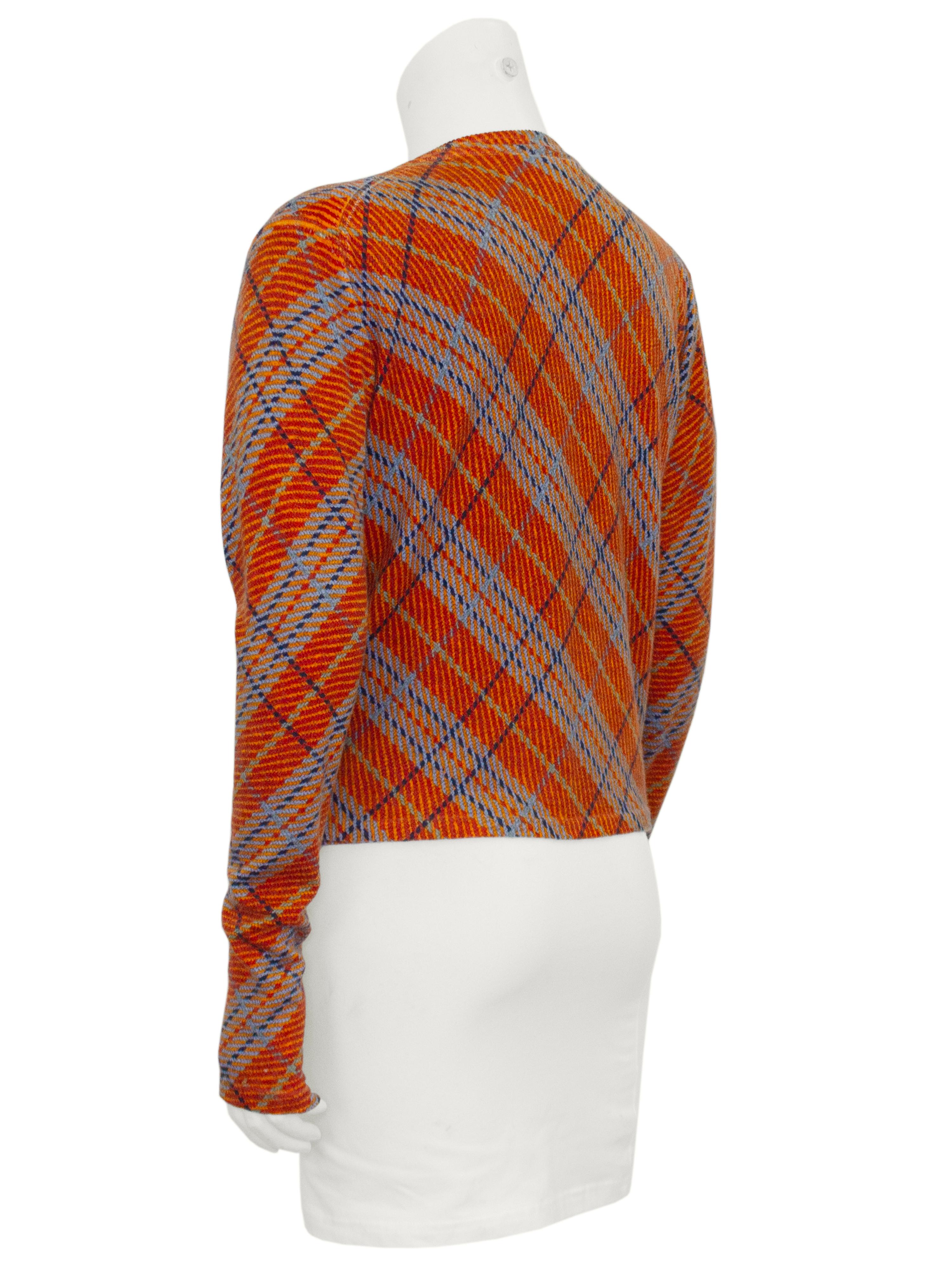 2000s John Galliano Orange and Blue Argyle Sweater Set In Good Condition For Sale In Toronto, Ontario