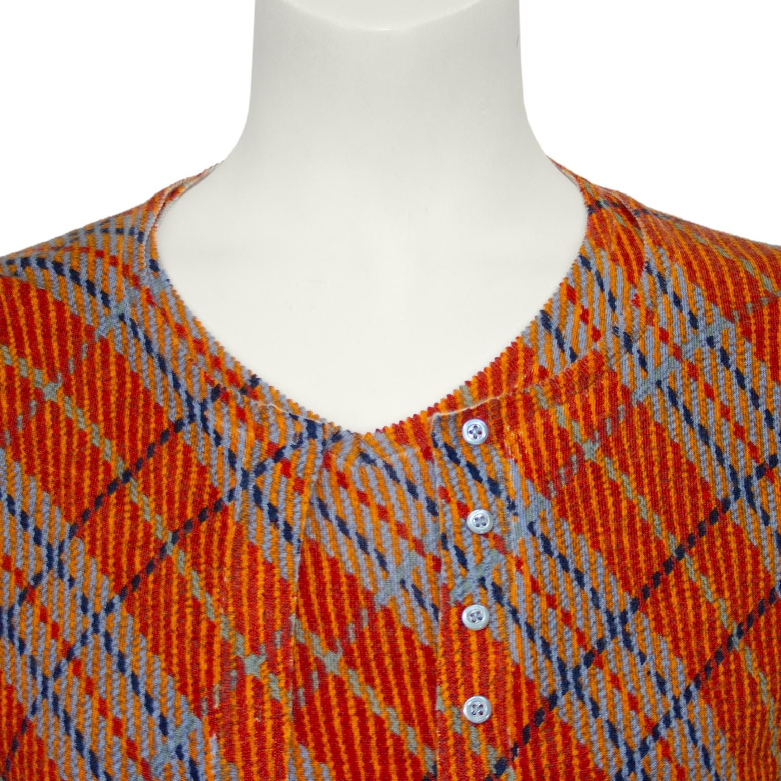 Women's 2000s John Galliano Orange and Blue Argyle Sweater Set For Sale