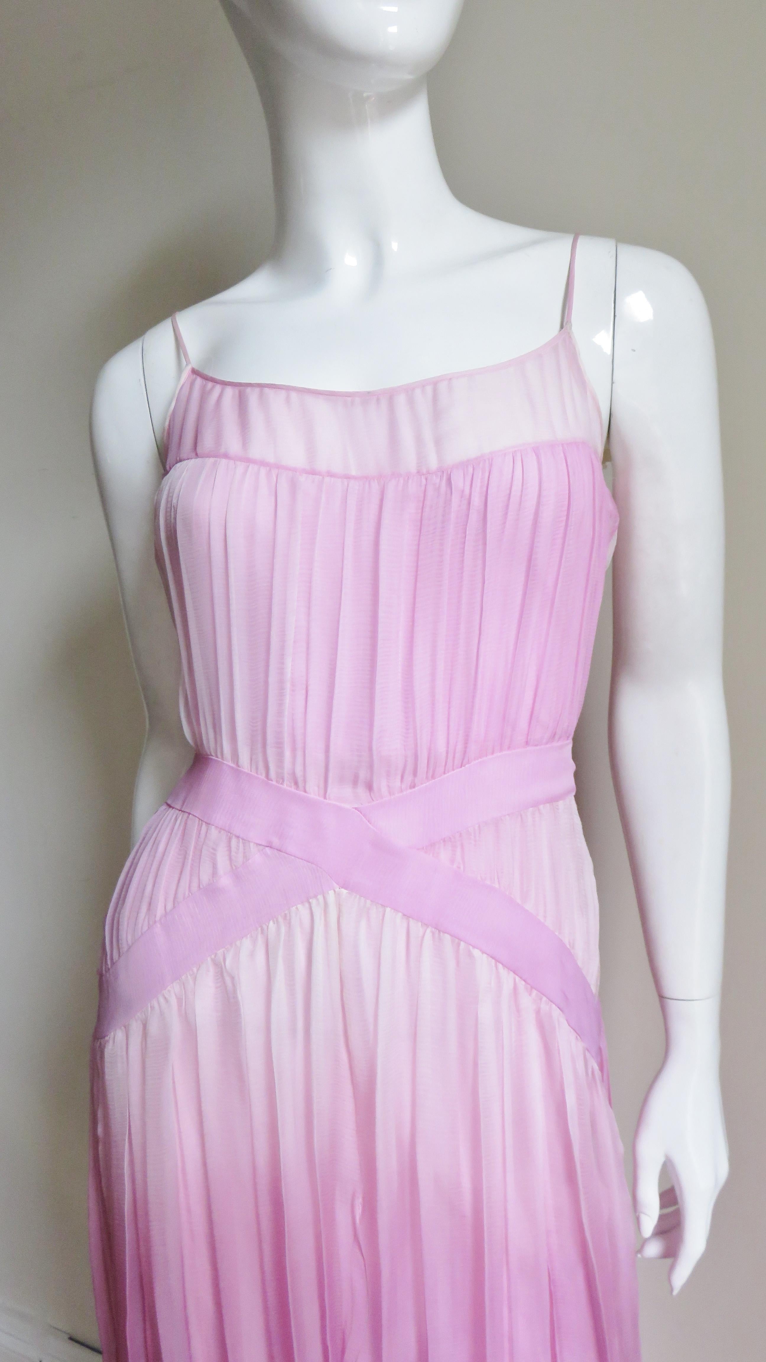 Women's 2000s John Galliano Pink Silk Ombre Dress