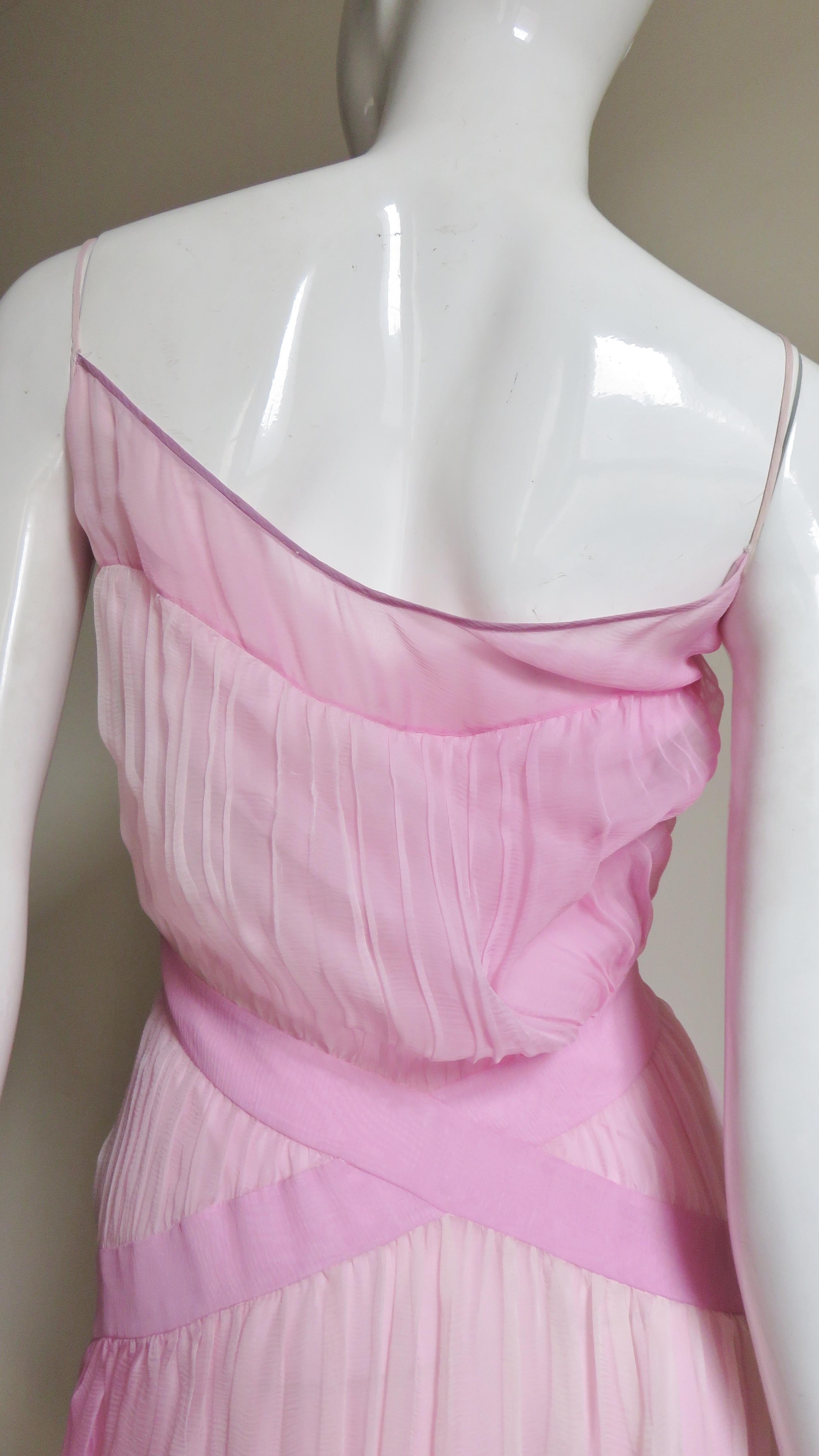 2000s John Galliano Pink Silk Ombre Dress 9