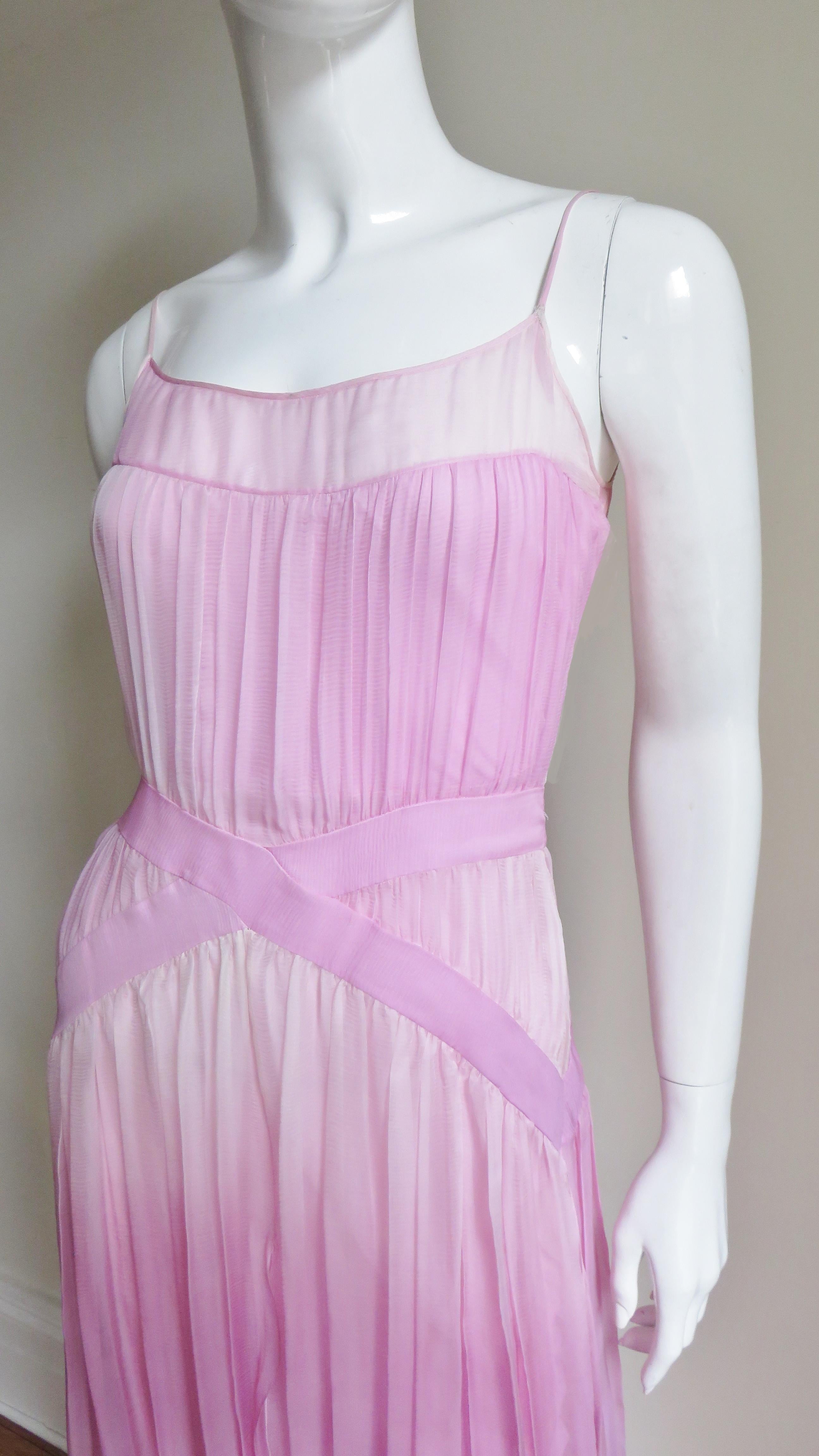 2000s John Galliano Pink Silk Ombre Dress 1