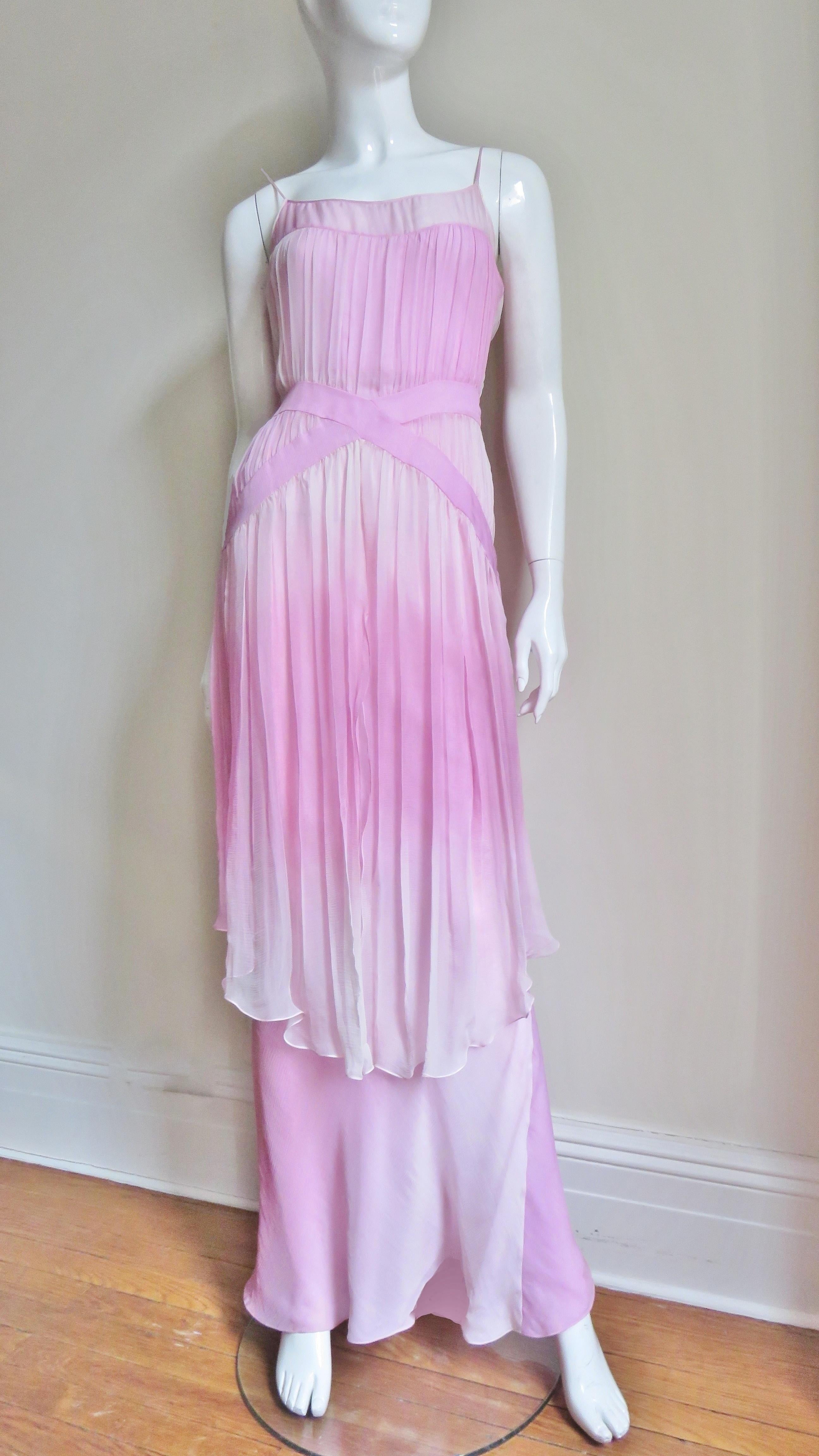 2000s John Galliano Pink Silk Ombre Dress 6