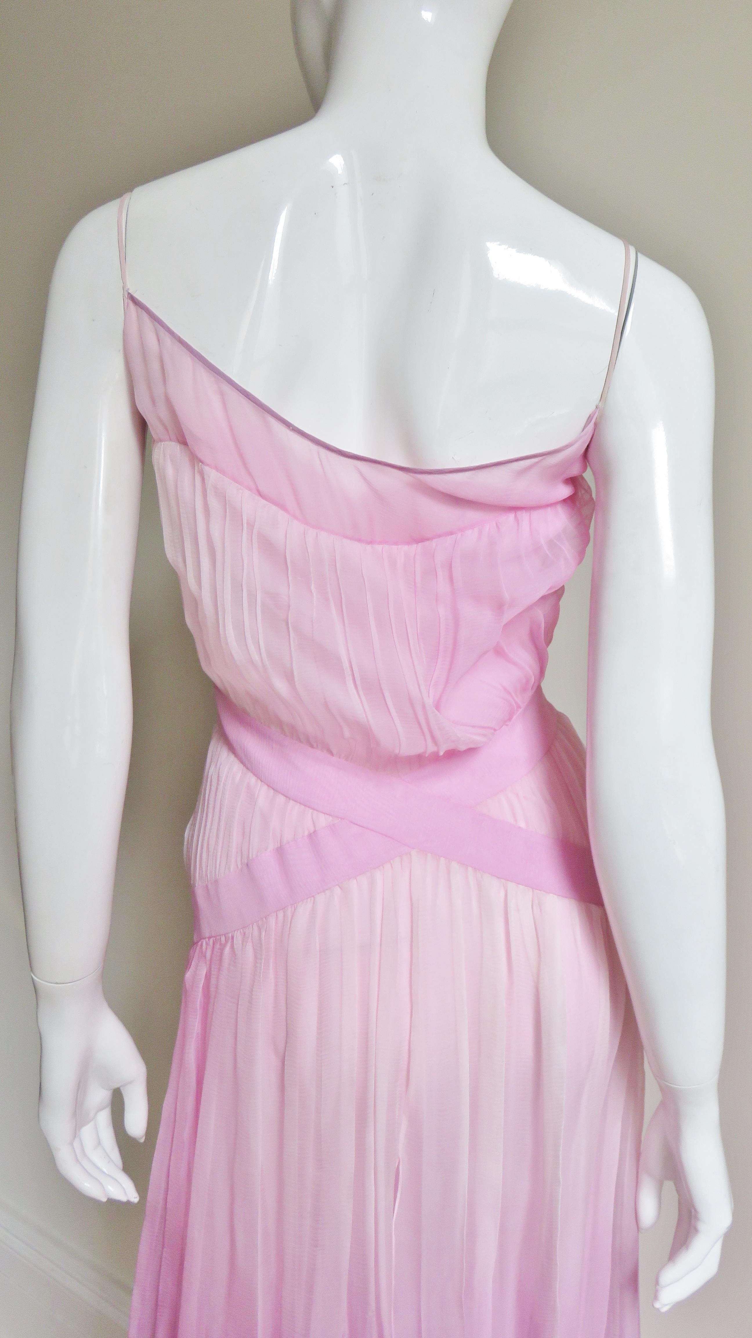2000s John Galliano Pink Silk Ombre Dress 8