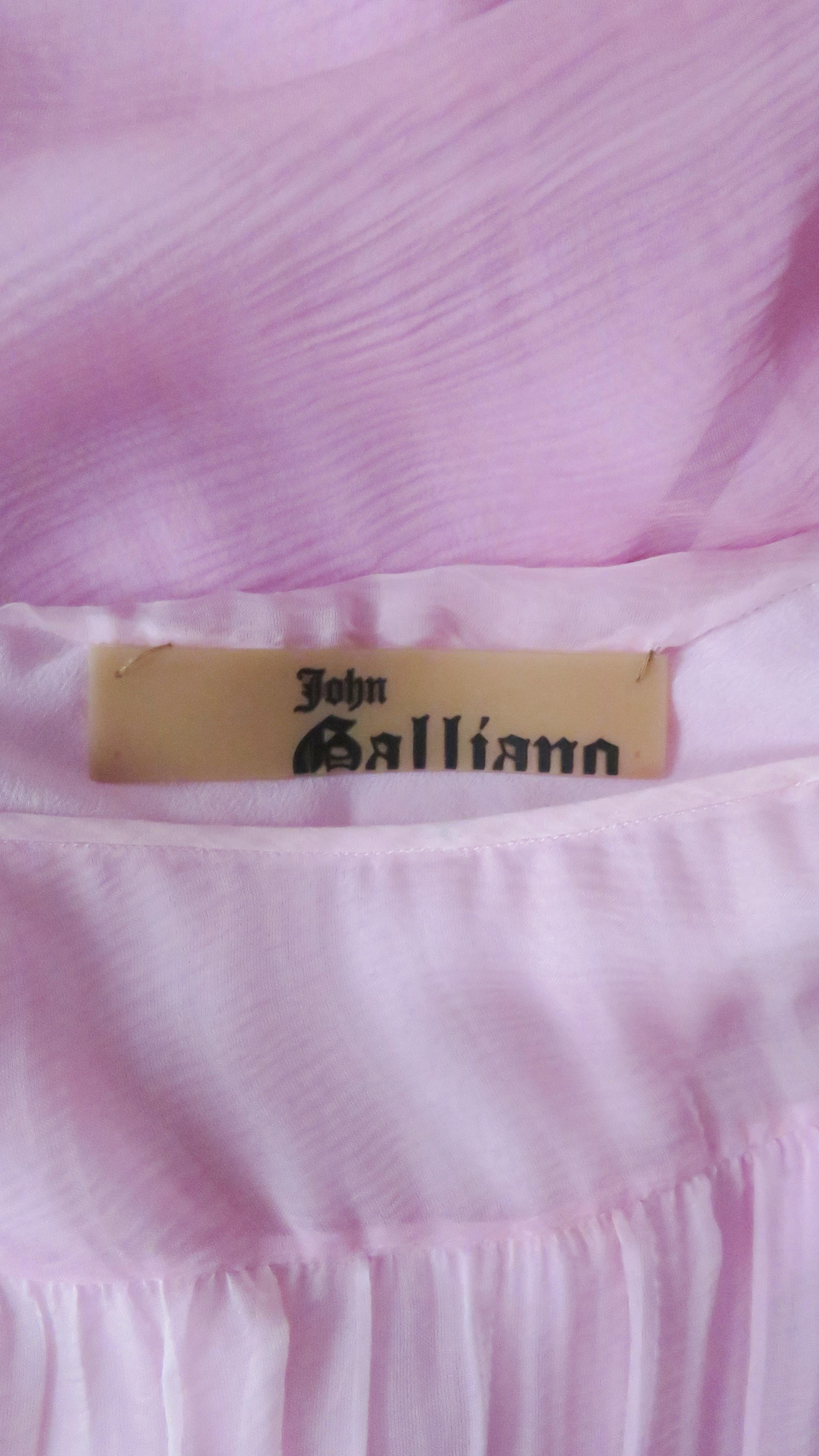 2000s John Galliano Pink Silk Ombre Dress 11