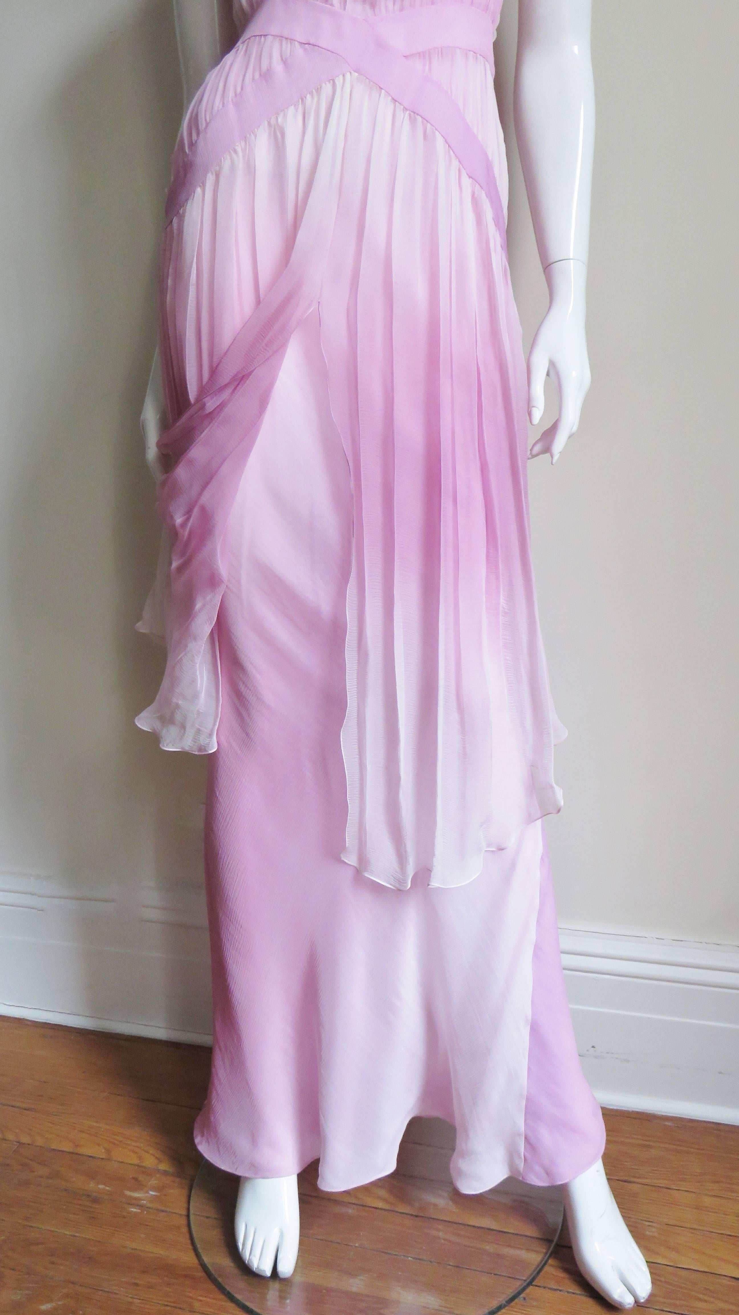 Women's John Galliano Pink Silk Gown For Sale
