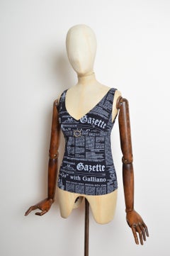 2000s John Galliano Vintage Gazette newspaper print Y2K tank top - vest