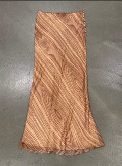 2000s John Galliano woodgrain print silk skirt
