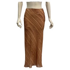 2000s John Galliano woodgrain print silk skirt