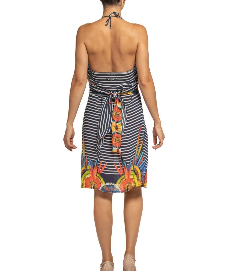 JOHN PAUL GAULTIER - Ensemble en rayonne bleu marine et blanc à motifs floraux, années 2000 Pour femmes en vente