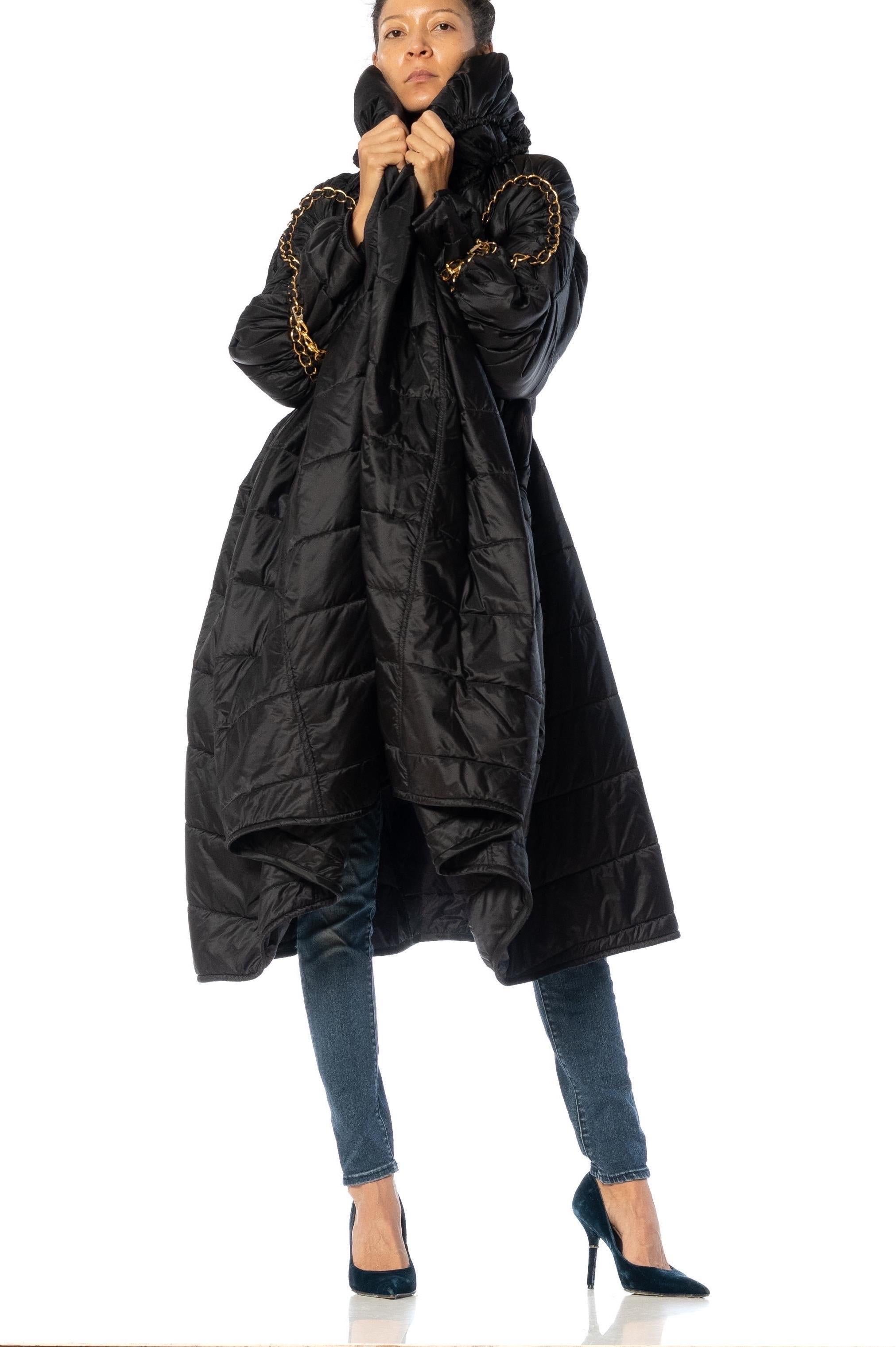 2000S JUNYA WATANABE COMME DES GARCONS Black Nylon Puffer Coat With Adjustable  For Sale 4