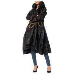 2000er JUNYA WATANABE COMME DES GARCONS Schwarzer Nylon-Puffermantel mit verstellbarem Mantel