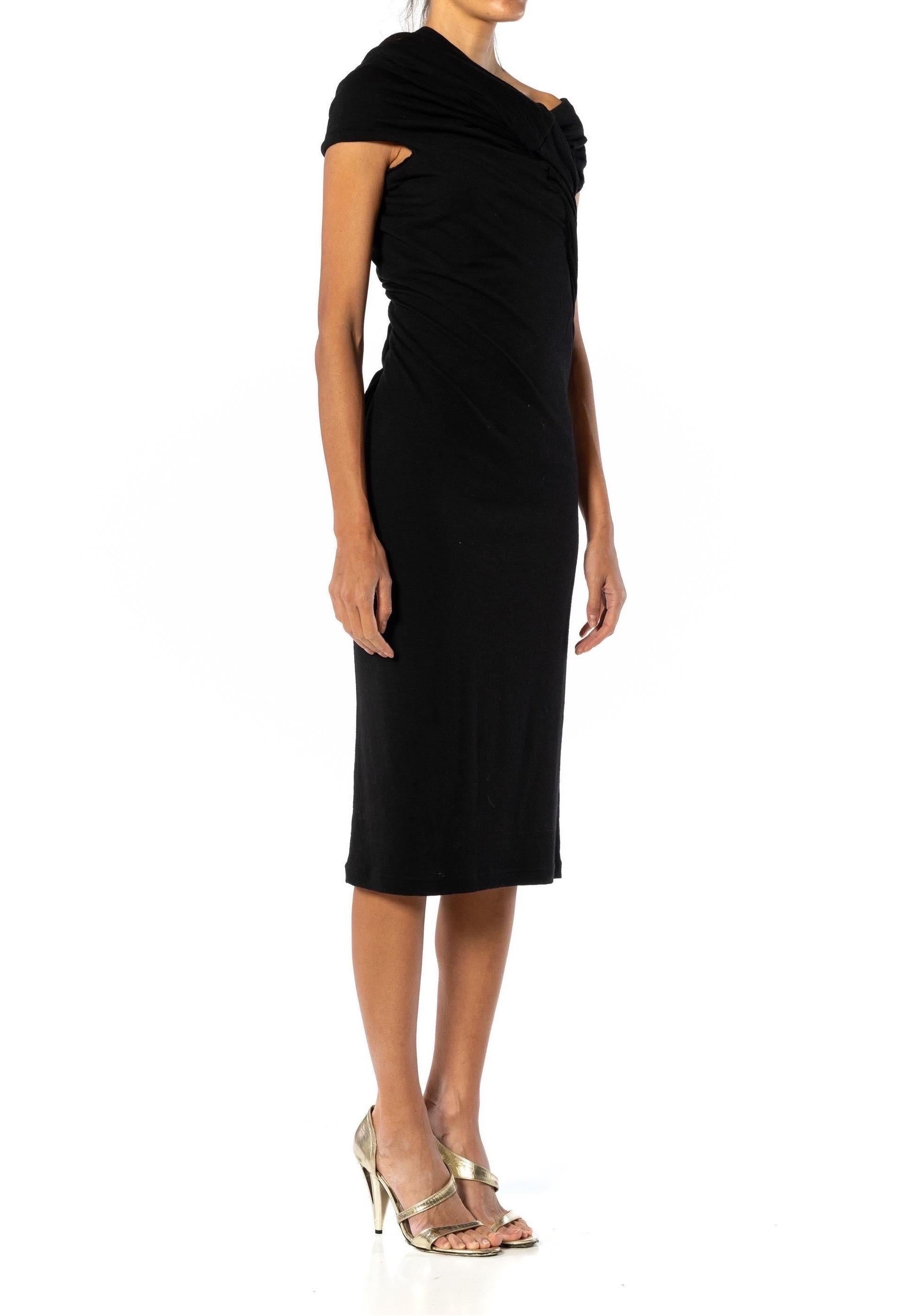 2000S JUNYA WATANABE COMME DES GARCONS Black Wool Jersey One Shoulder Dress 2009 For Sale 8