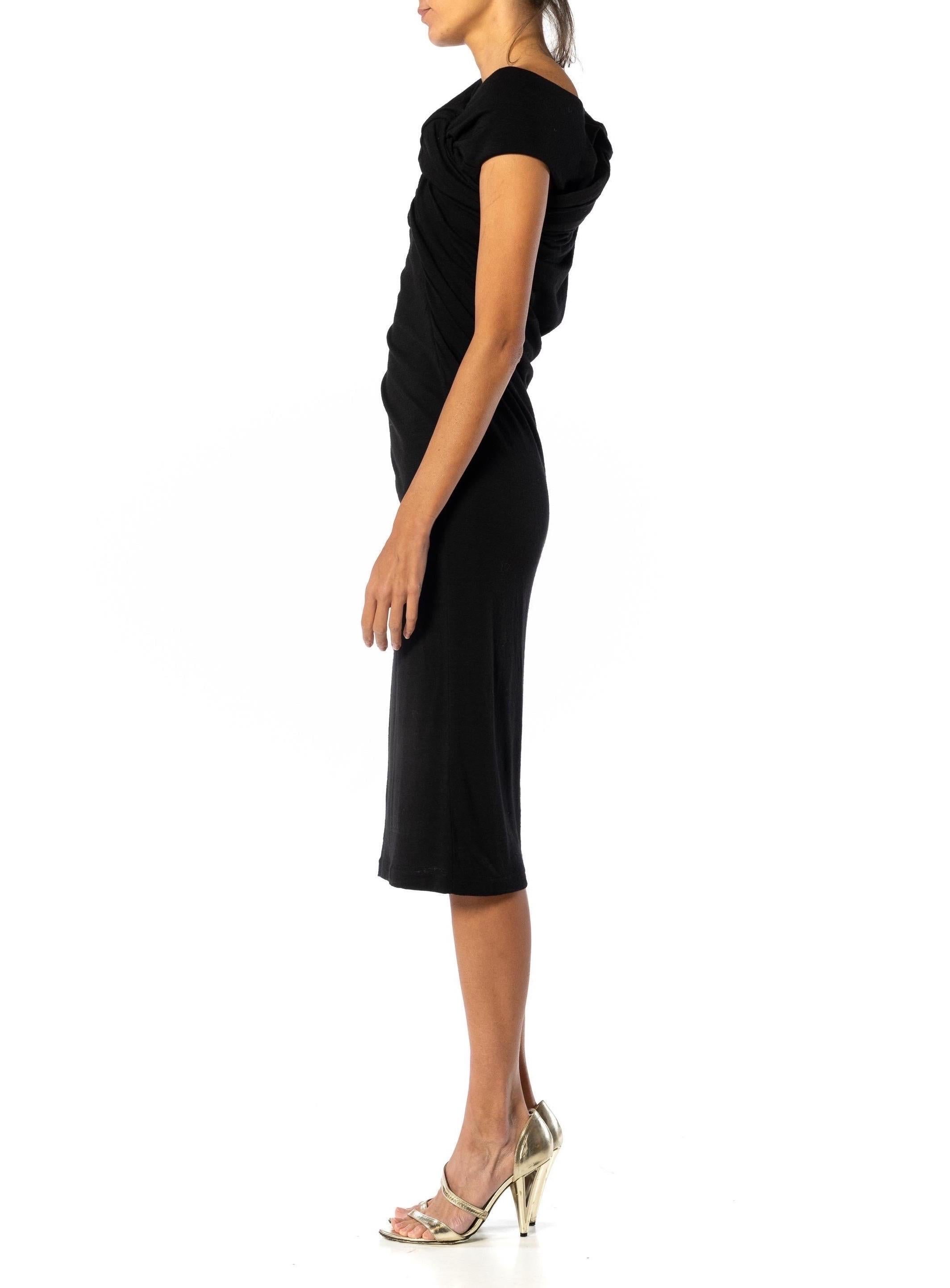 2000S JUNYA WATANABE COMME DES GARCONS Black Wool Jersey One Shoulder Dress 2009 For Sale 2
