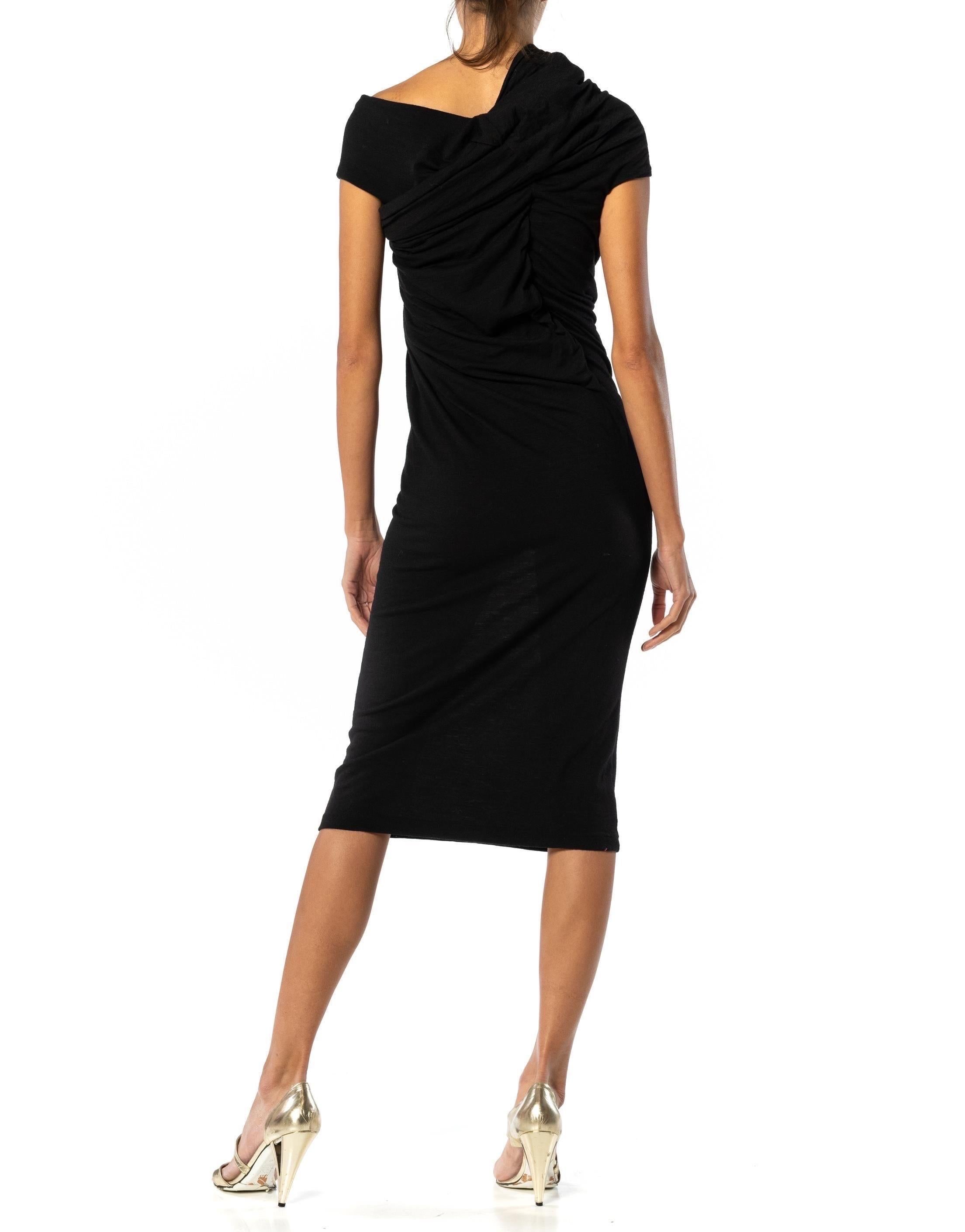 2000S JUNYA WATANABE COMME DES GARCONS Black Wool Jersey One Shoulder Dress 2009 For Sale 5