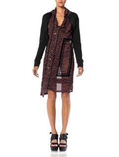 2000S JUNYA WATANABE COMME DES GARCONS Floral Print Wool & Rayon Layered Grunge