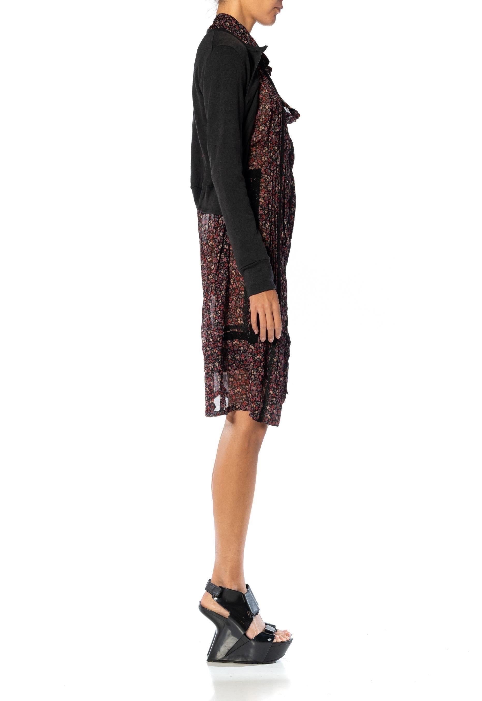 JUNYA WATANABE COMME DES GARCONS - Grunge superposée en laine et rayonne à imprimé floral, années 2000 Pour femmes en vente