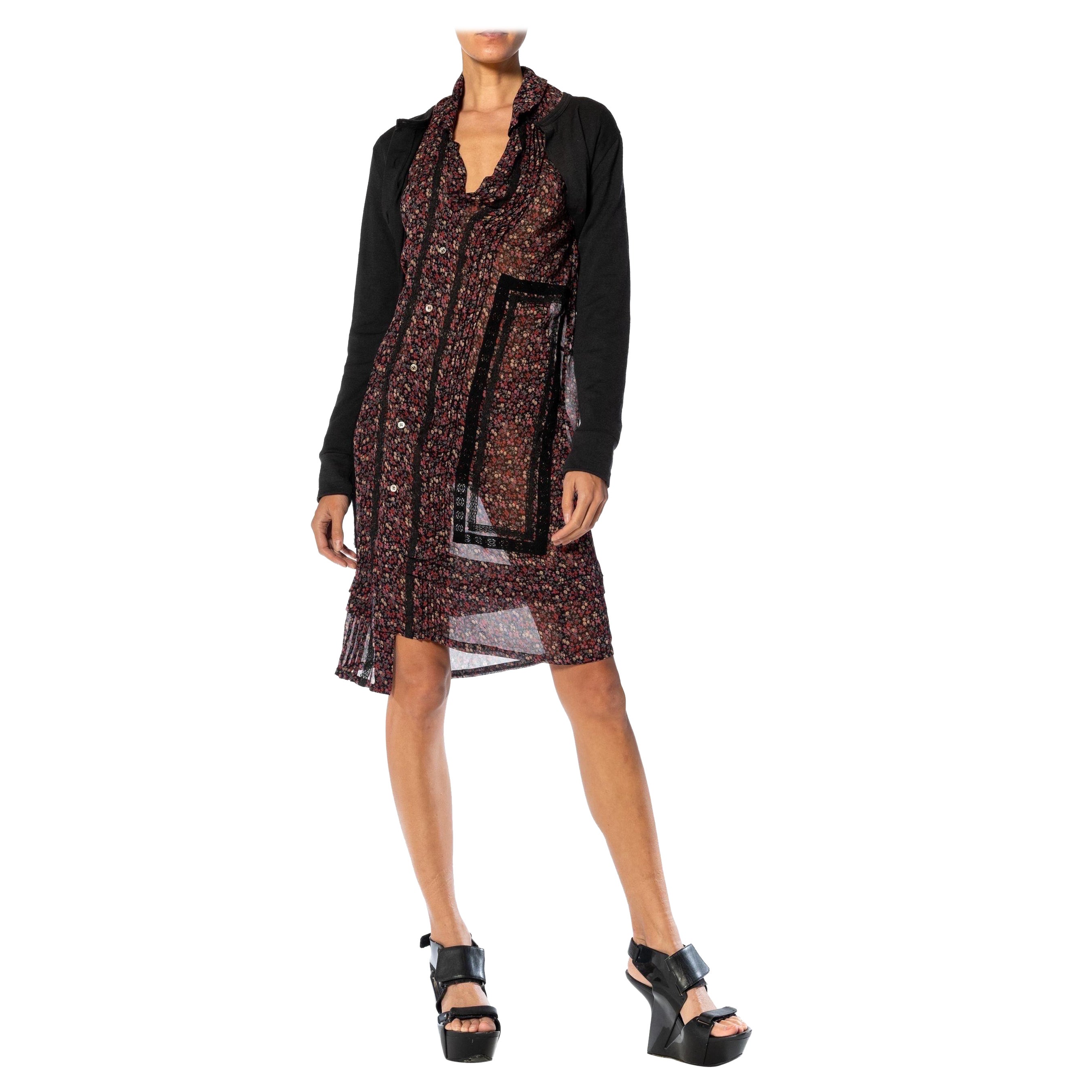 JUNYA WATANABE COMME DES GARCONS - Grunge superposée en laine et rayonne à imprimé floral, années 2000 en vente