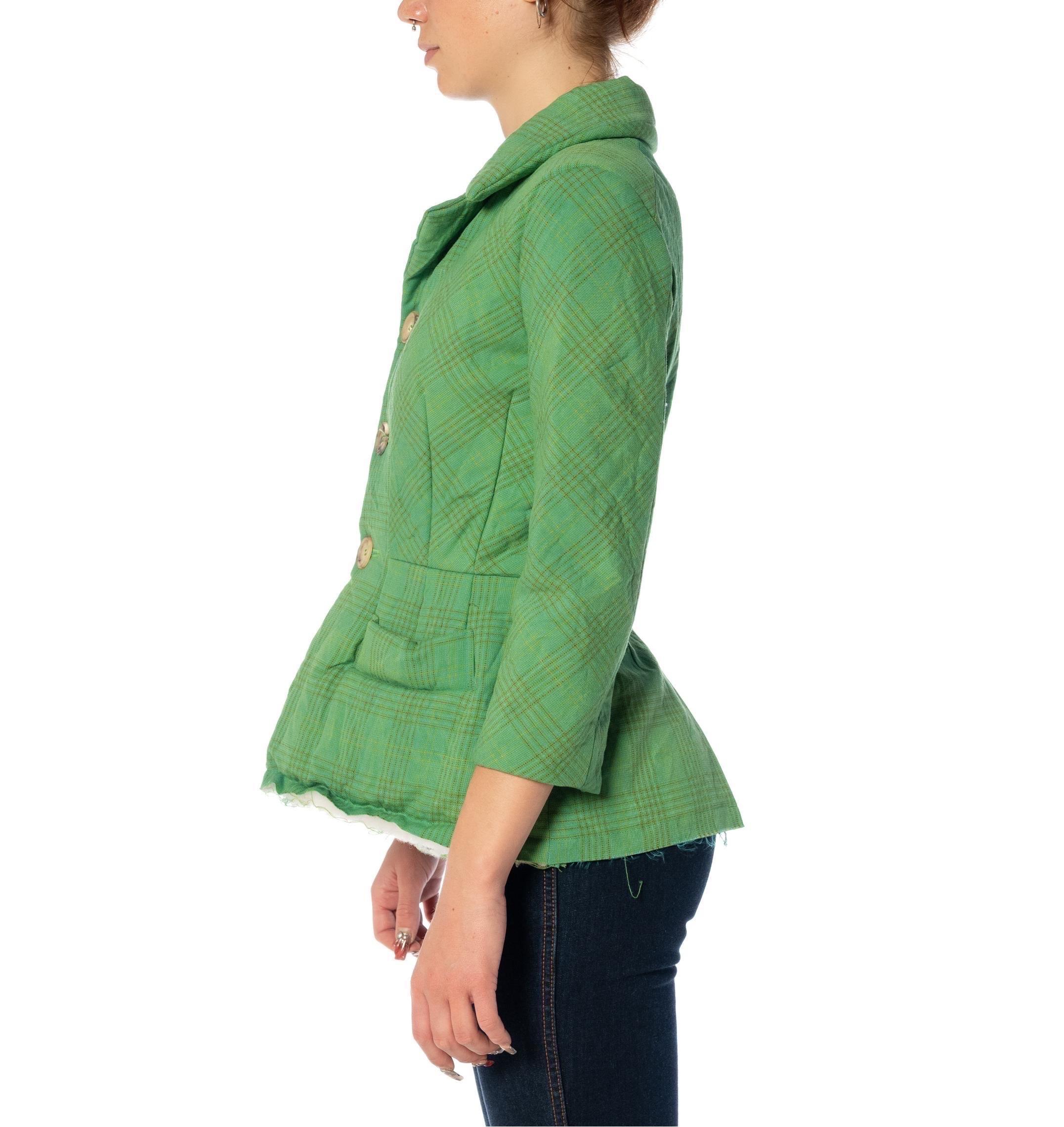 Women's 2000S JUNYA WATANABE COMME DES GARCONS Green Wrinkled Wool Jacket With Deconstr For Sale