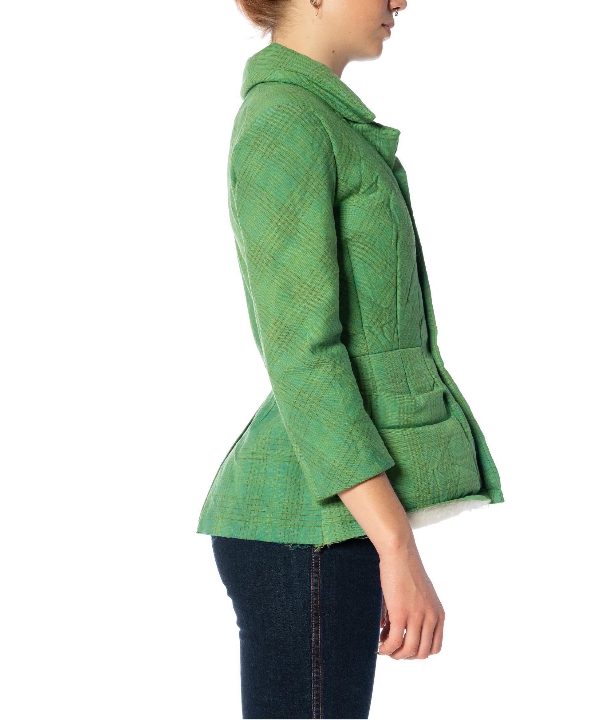 2000S JUNYA WATANABE COMME DES GARCONS Green Wrinkled Wool Jacket With Deconstr For Sale 1