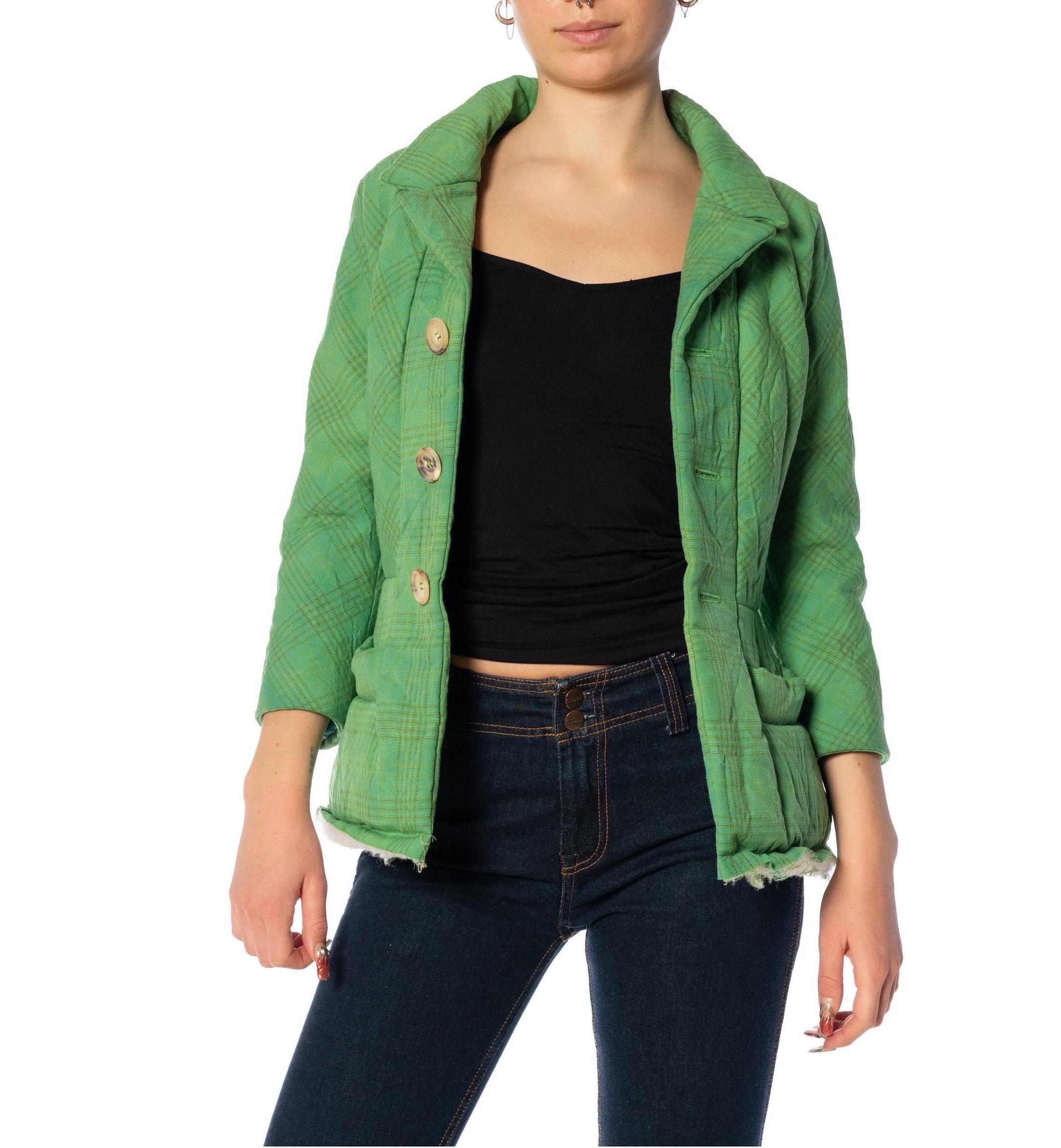 2000S JUNYA WATANABE COMME DES GARCONS Green Wrinkled Wool Jacket With Deconstr For Sale 3