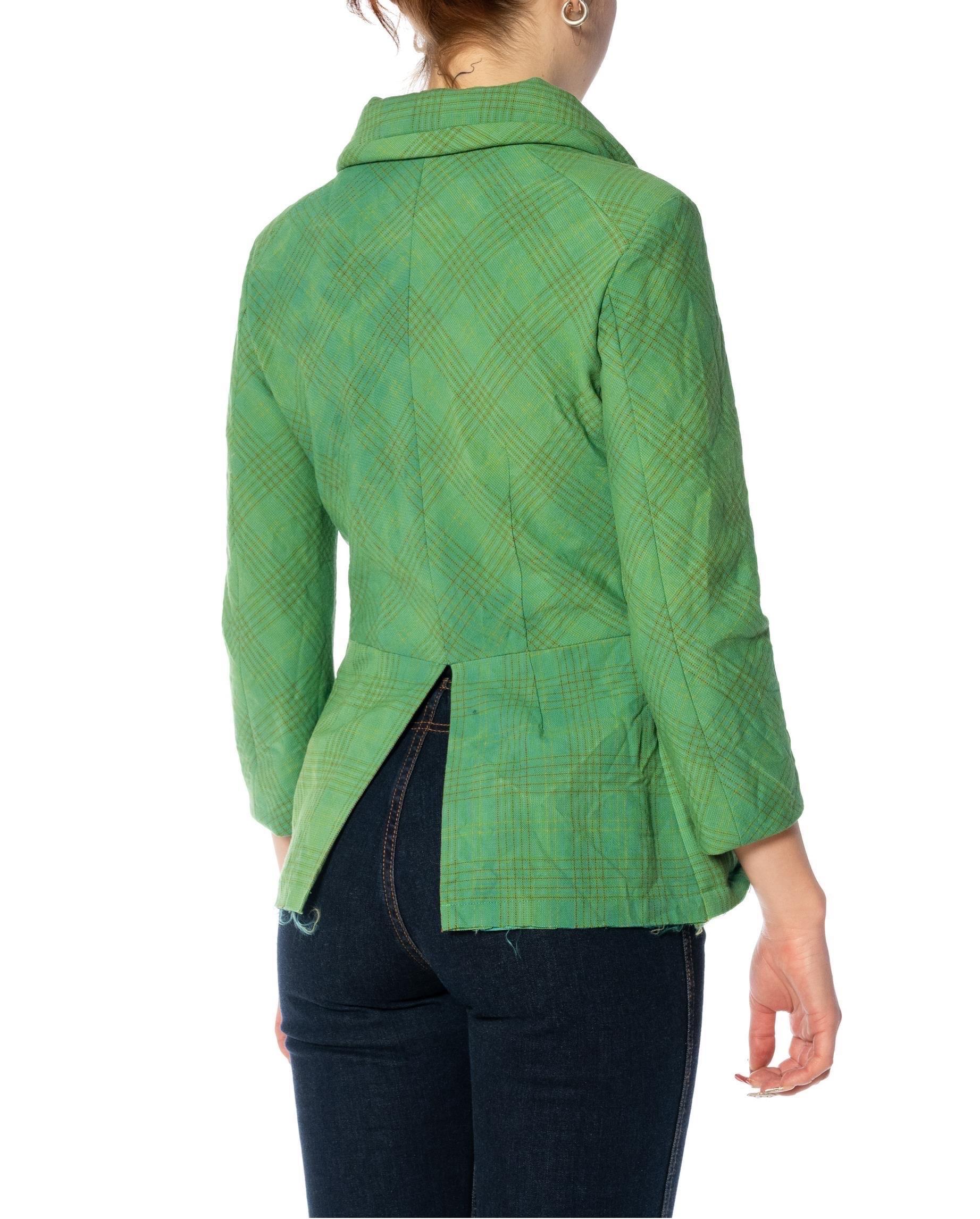 2000S JUNYA WATANABE COMME DES GARCONS Green Wrinkled Wool Jacket With Deconstr For Sale 5