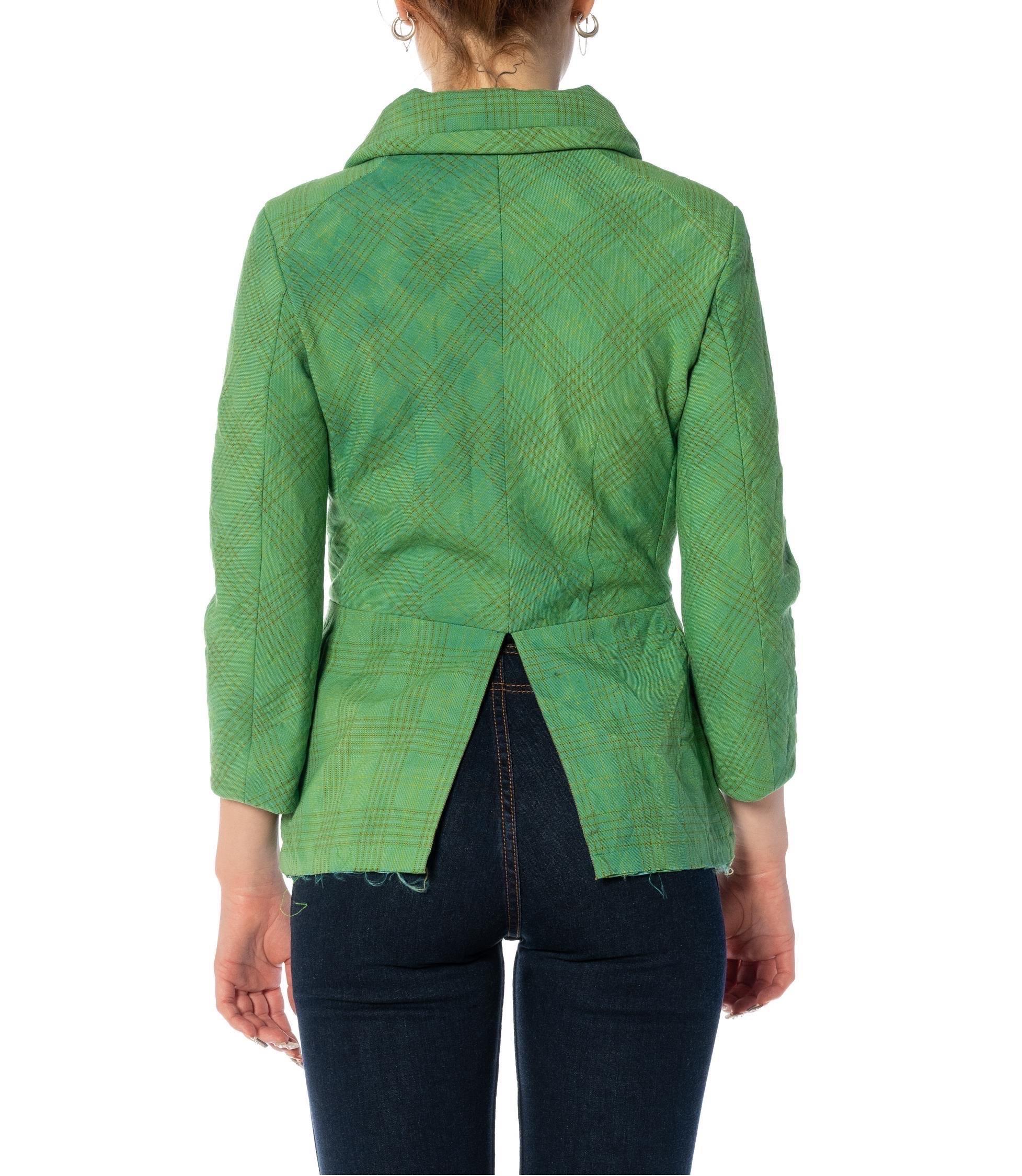 2000S JUNYA WATANABE COMME DES GARCONS Green Wrinkled Wool Jacket With Deconstr For Sale 6