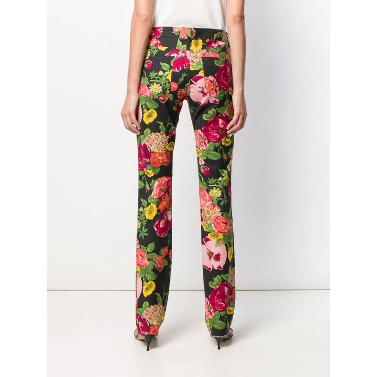  2000s Junya Watanabe Comme des Garçons Multicolor Floral Printed Trousers In Excellent Condition For Sale In Lugo (RA), IT