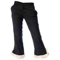 2000S JUNYA WATANABE COMME DES GARCONS Pantaloni cropped in lana a righe blu navy Wit