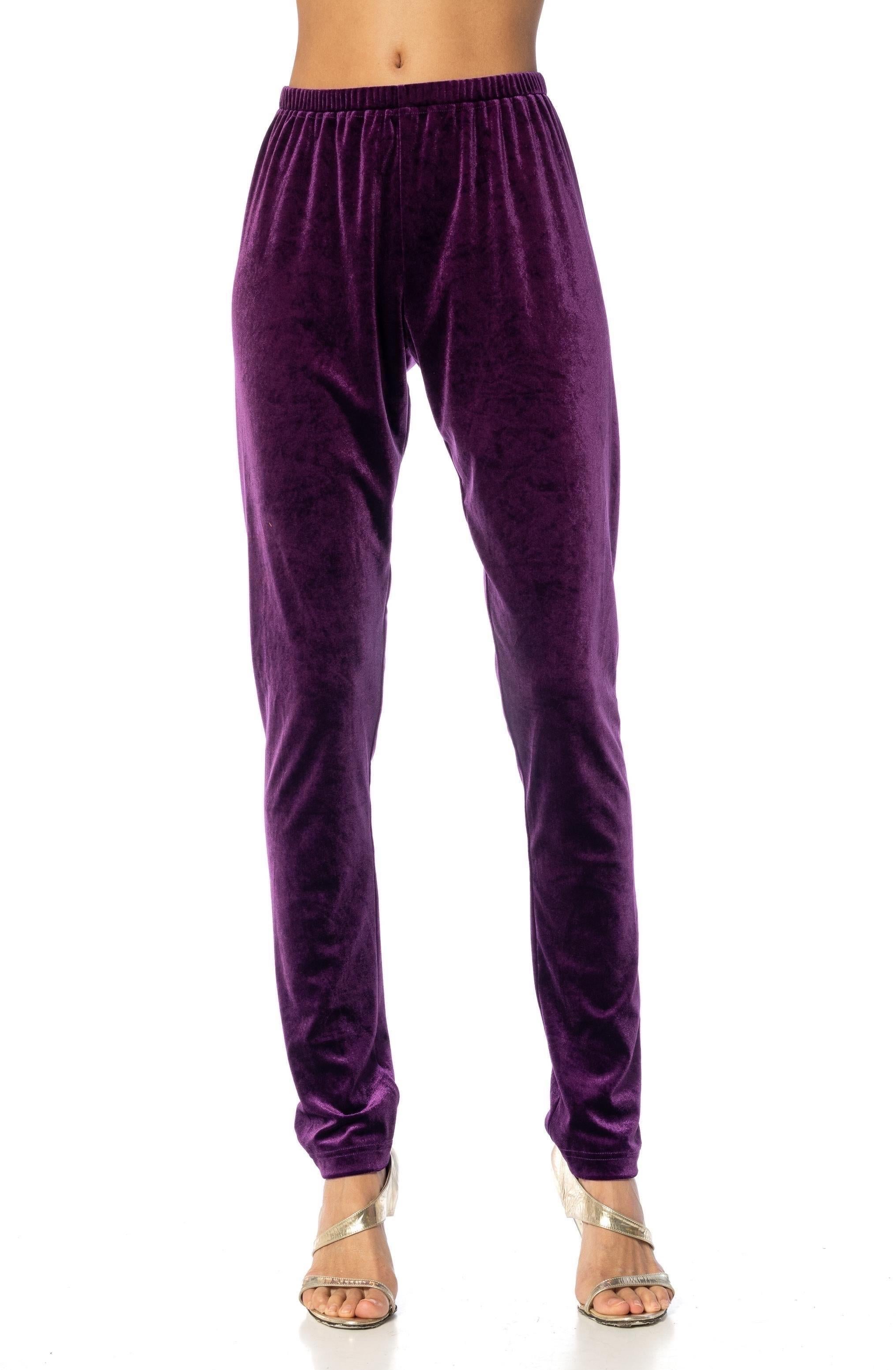 Women's 2000S JUNYA WATANABE COMME DES GARCONS Purple Polyester Velvet Stretch Pants NWT