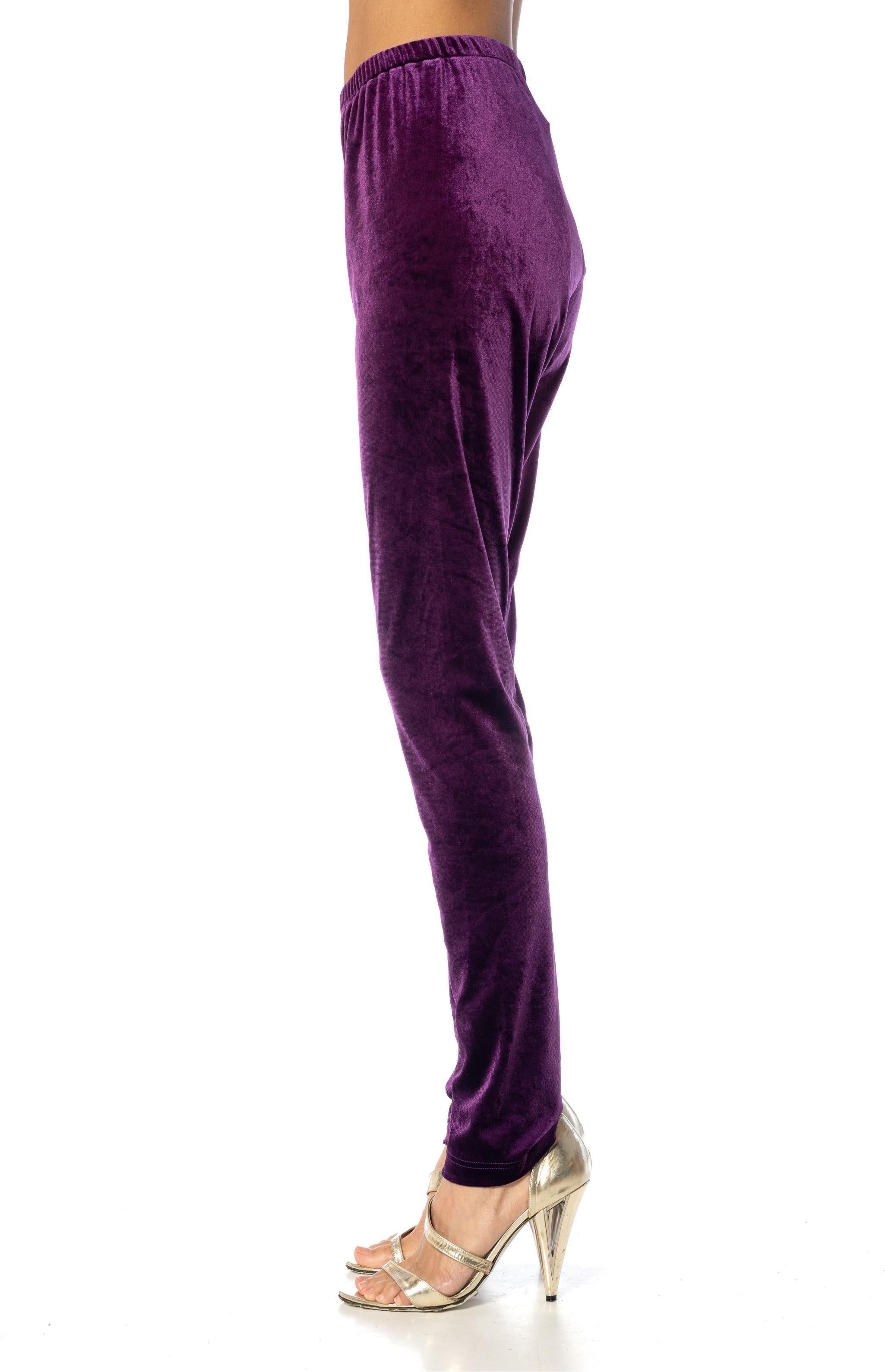 2000S JUNYA WATANABE COMME DES GARCONS Purple Polyester Velvet Stretch Pants NWT 1
